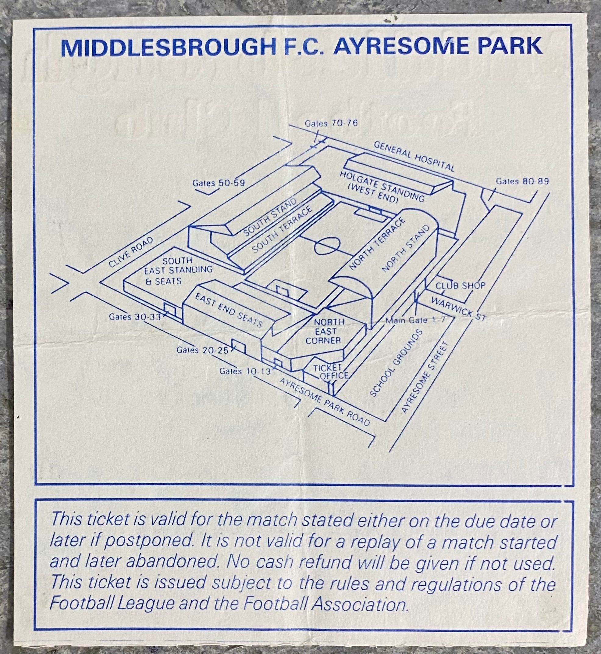 1992/93 ORIGINAL FA CUP 4TH ROUND TICKET MIDDLESBROUGH V NOTTINGHAM FOREST