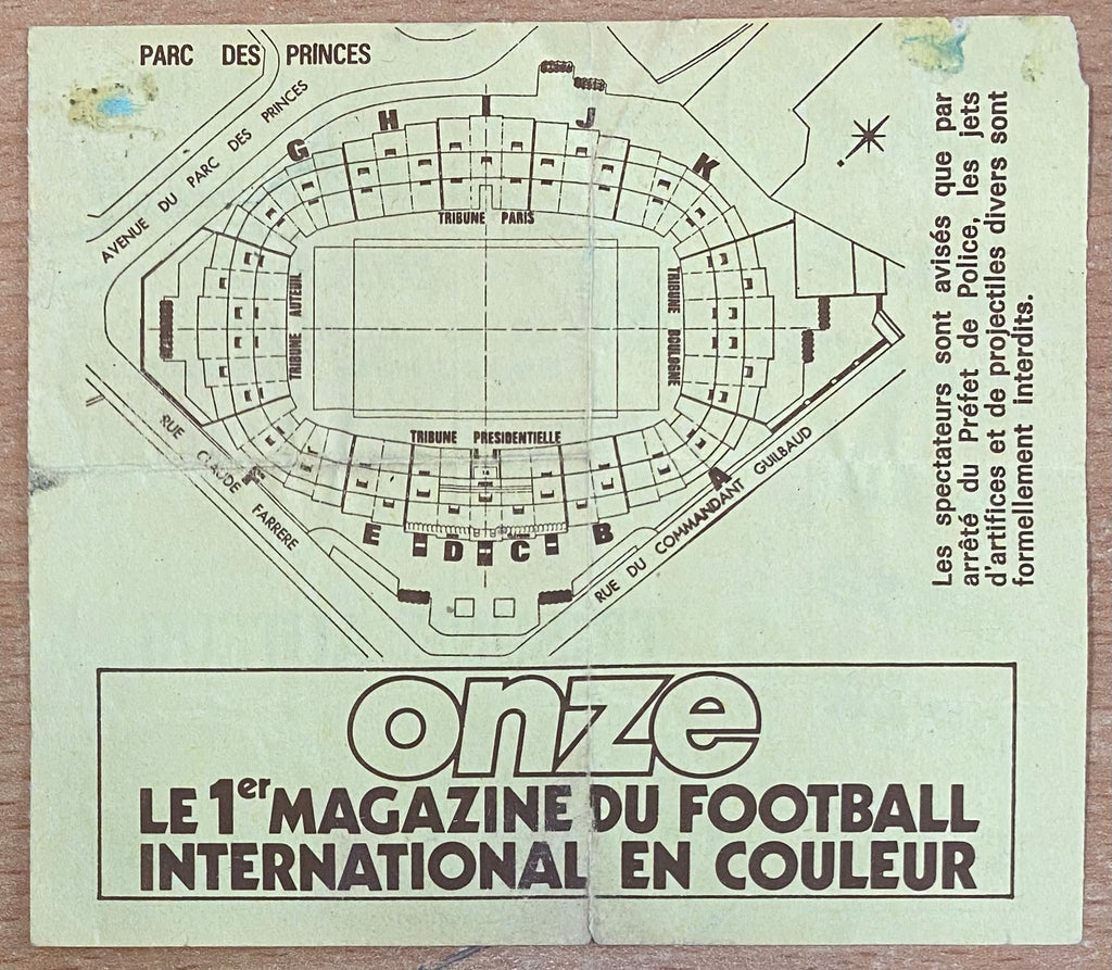 1981 ORIGINAL EUROPEAN CUP FINAL TICKET LIVERPOOL V REAL MADRID @ PARIS