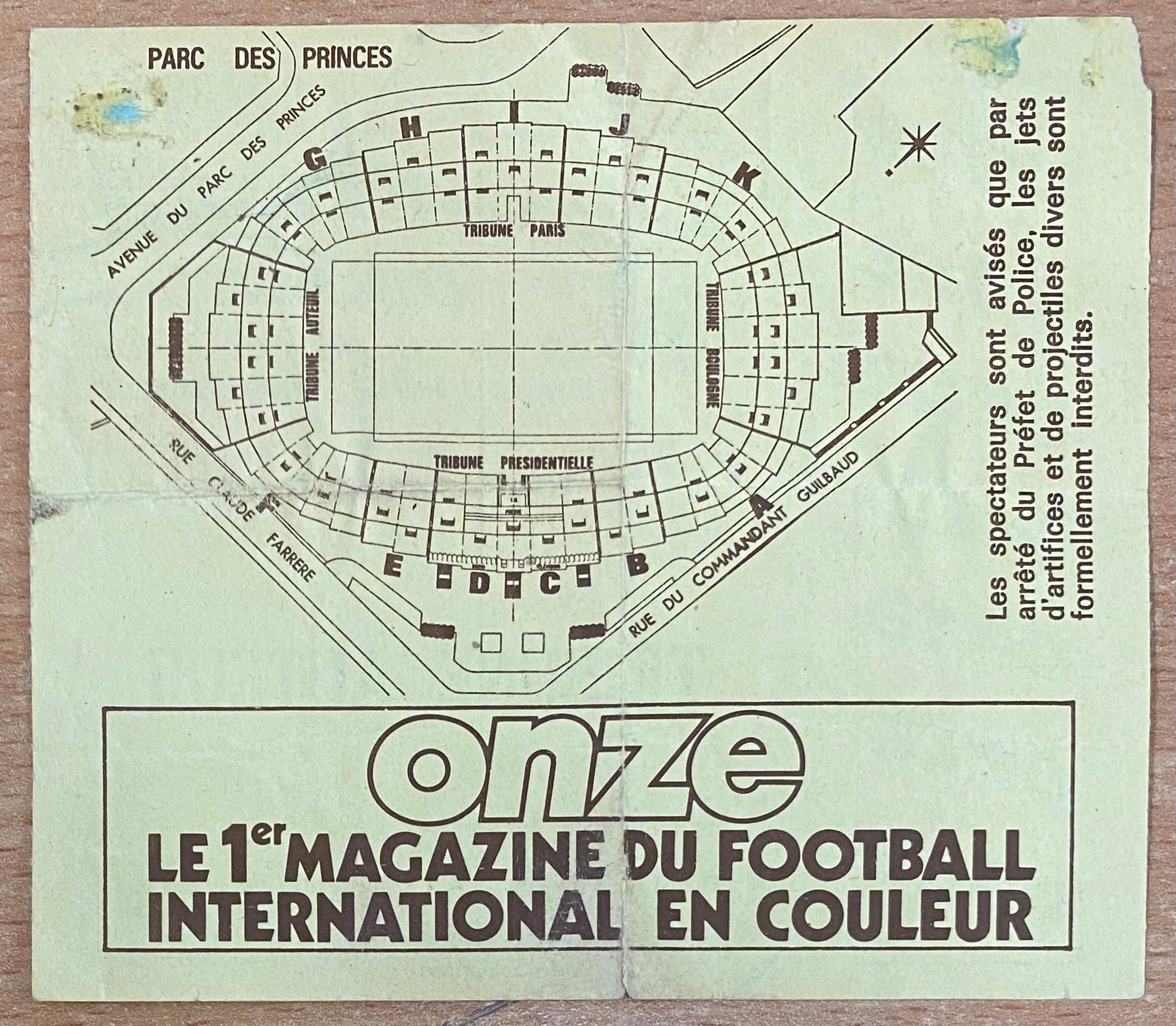 1981 ORIGINAL EUROPEAN CUP FINAL TICKET LIVERPOOL V REAL MADRID @ PARIS
