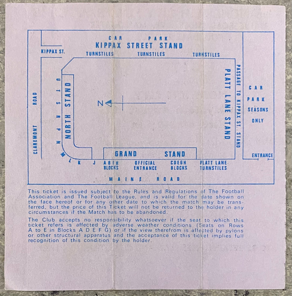 1975/76 ORIGINAL DIVISION 1 TICKET MANCHESTER CITY V NORWICH CITY