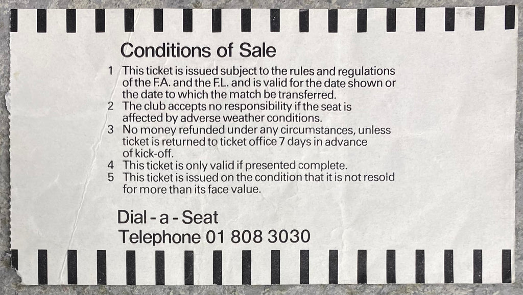 1986/87 ORIGINAL DIVISION ONE TICKET TOTTENHAM HOTSPUR V SOUTHAMPTON