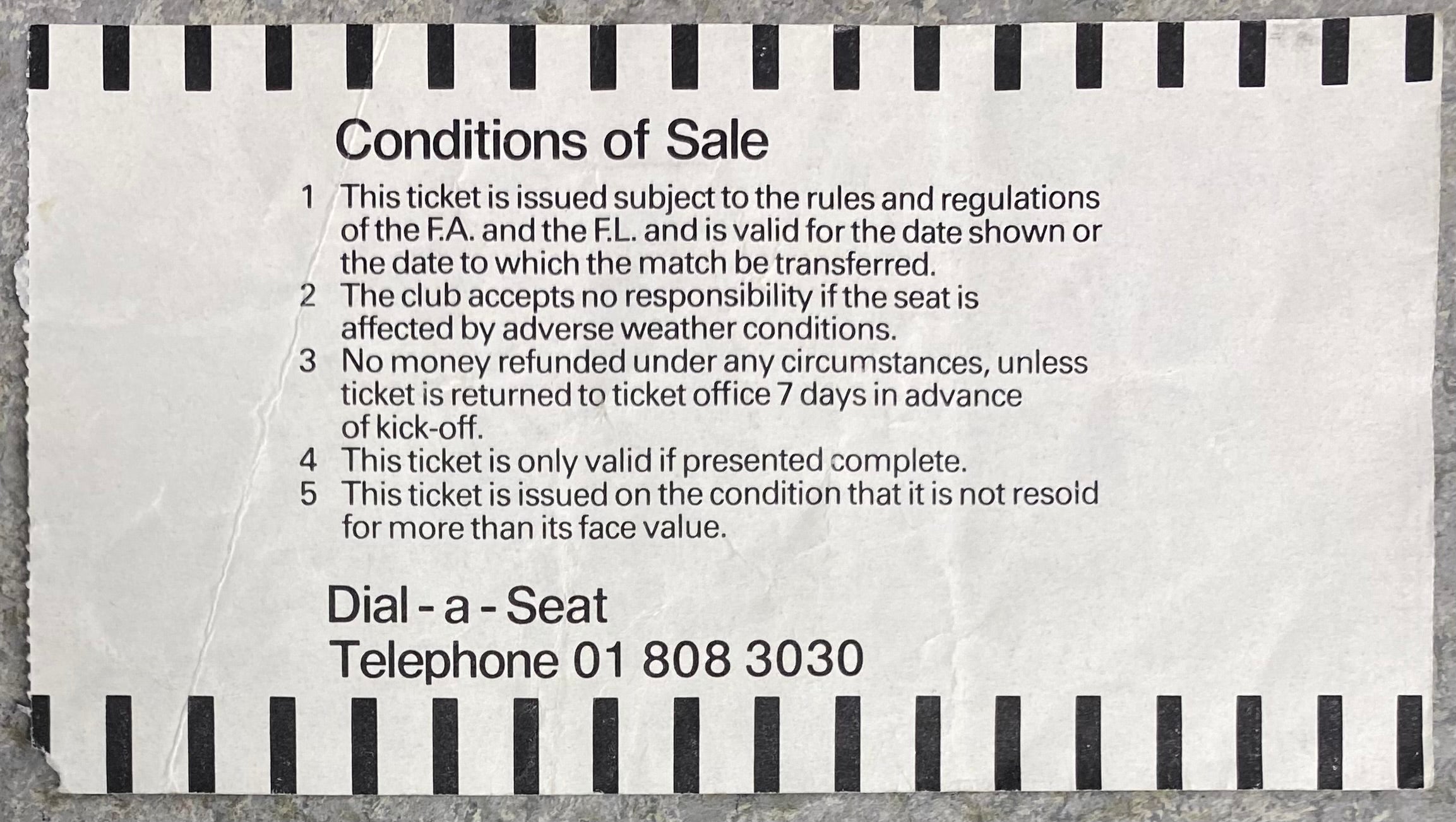 1986/87 ORIGINAL DIVISION ONE TICKET TOTTENHAM HOTSPUR V SOUTHAMPTON