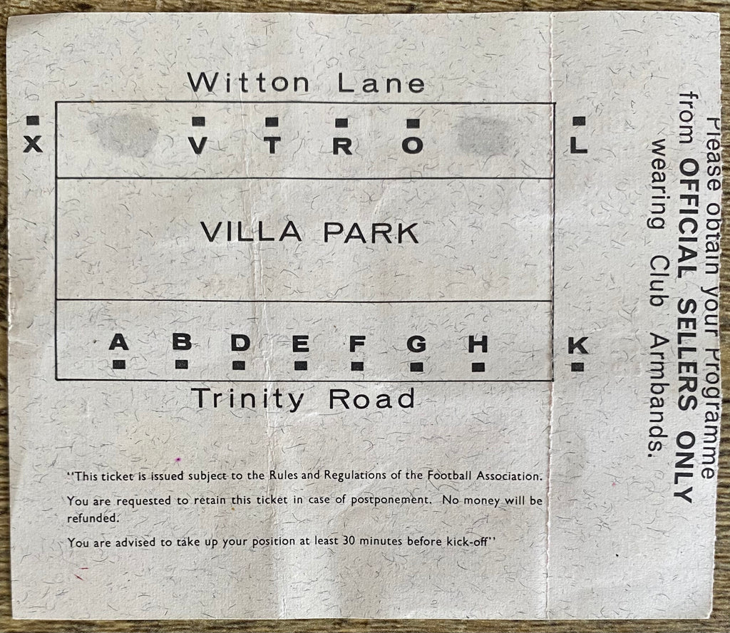 1966 ORIGINAL WORLD CUP 1ST ROUND UNUSED TICKET WEST GERMANY V SPAIN @ VILLA PARK