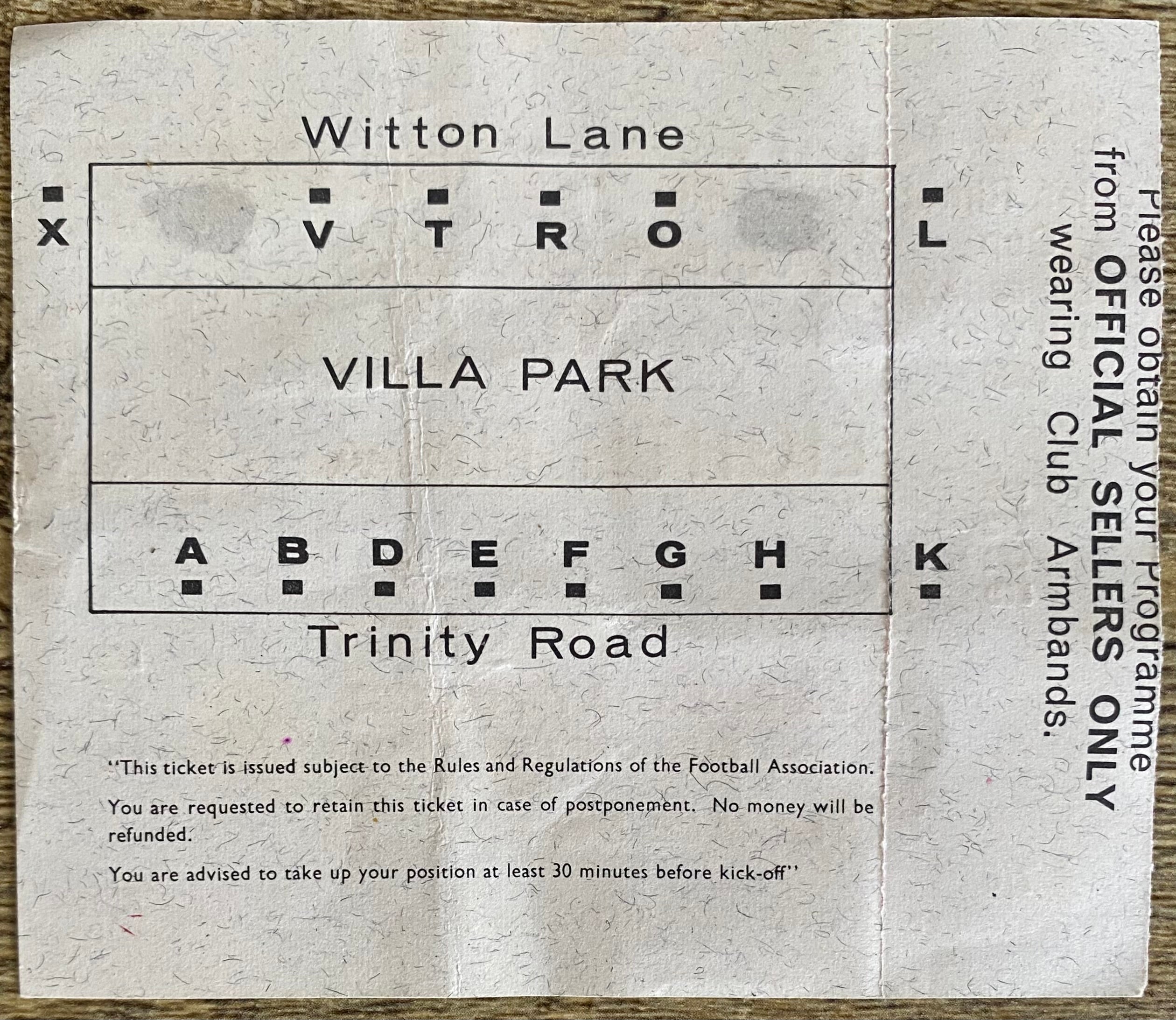 1966 ORIGINAL WORLD CUP 1ST ROUND UNUSED TICKET WEST GERMANY V SPAIN @ VILLA PARK