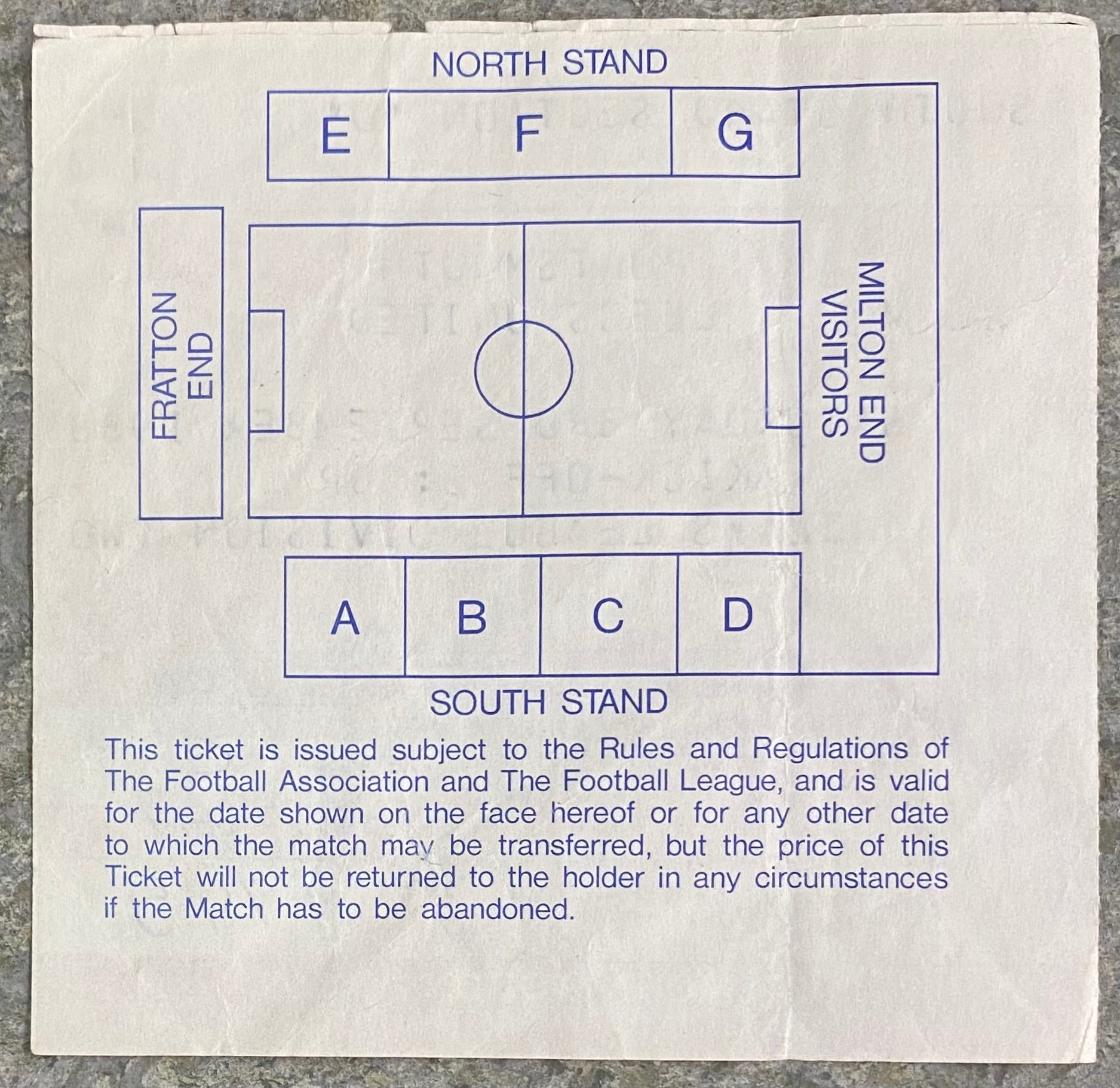1988/89 ORIGINAL DIVISION 2 TICKET PORTSMOUTH V LEEDS UNITED