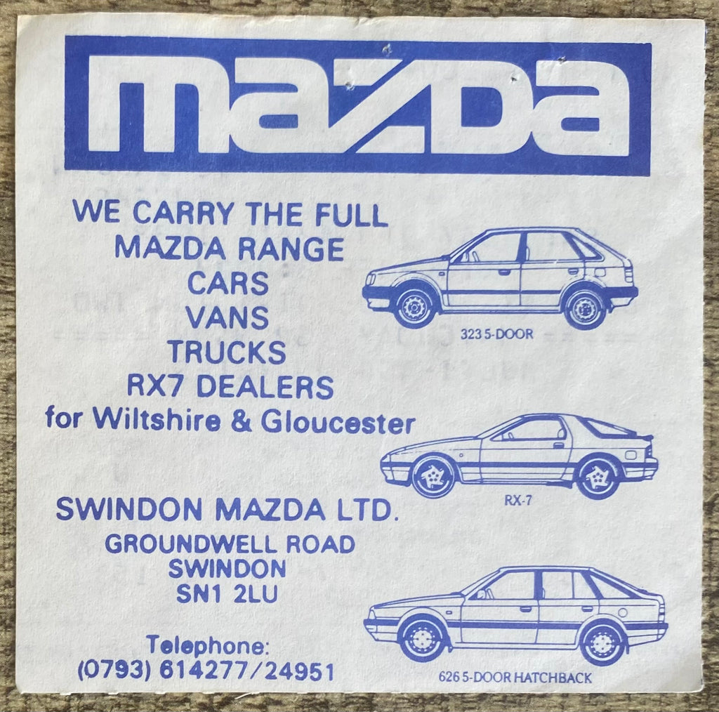 1987/88 ORIGINAL DIVISION 2 TICKET SWINDON TOWN V BLACKBURN ROVERS