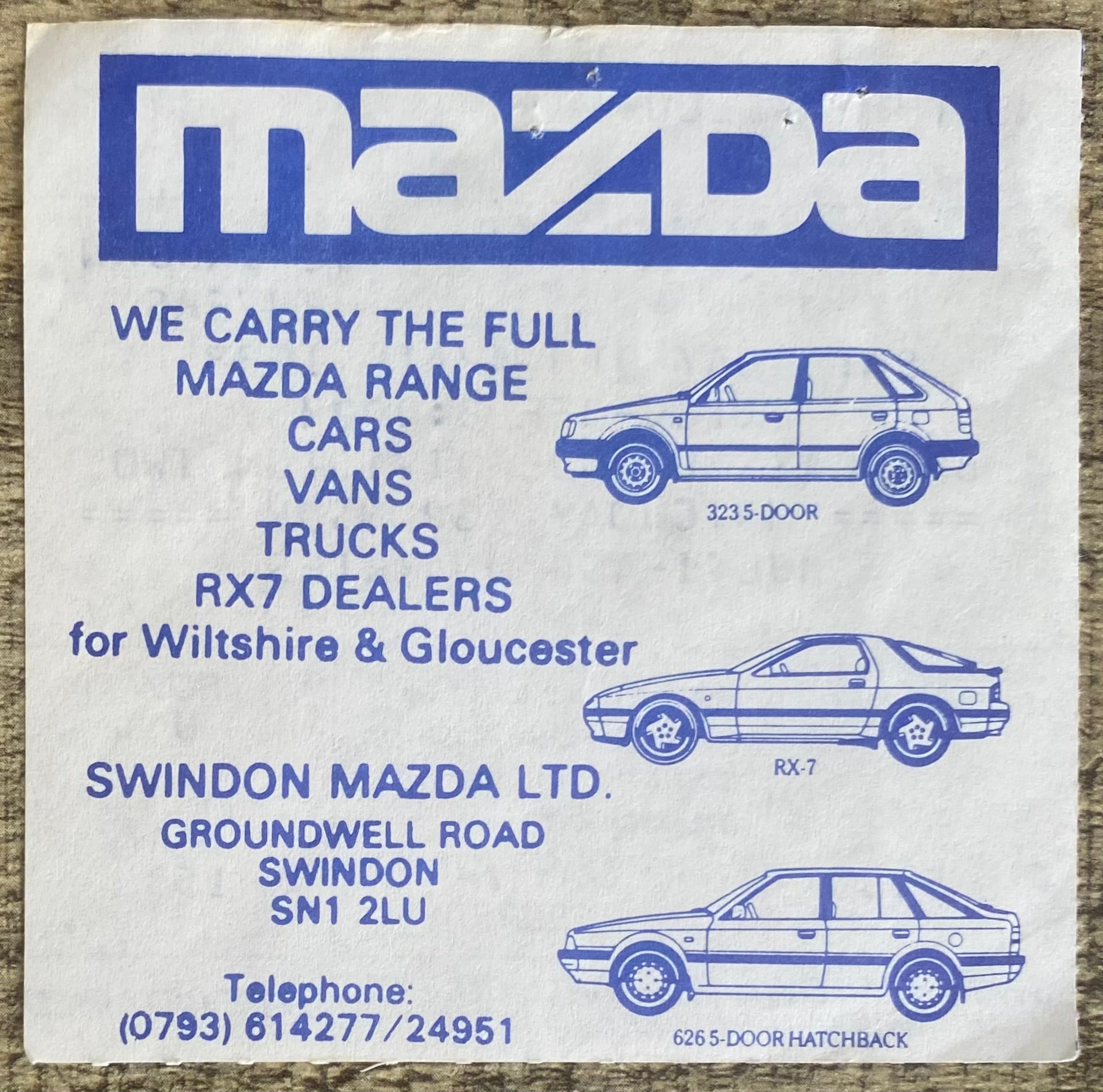 1987/88 ORIGINAL DIVISION 2 TICKET SWINDON TOWN V BLACKBURN ROVERS
