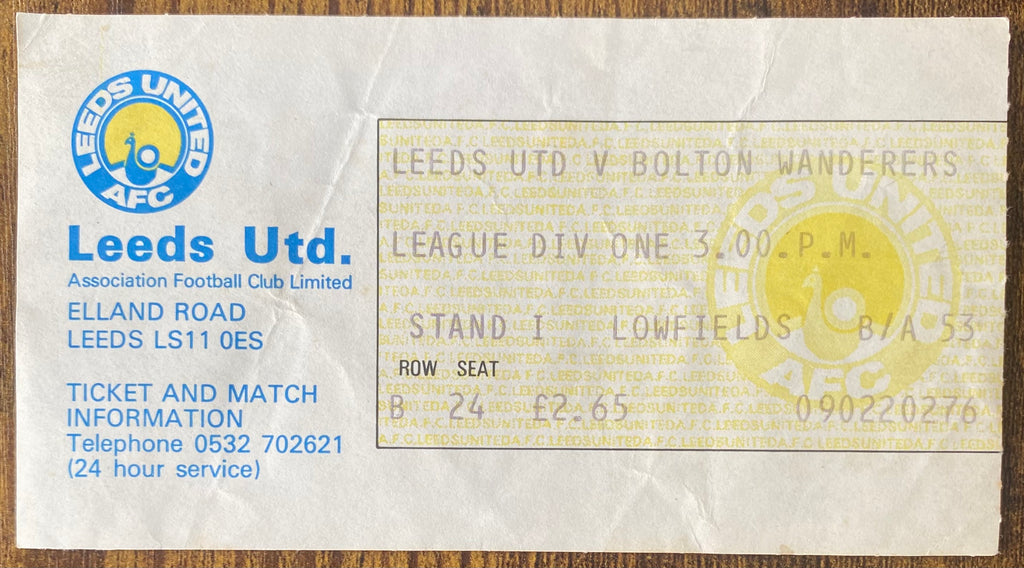 1979/80 ORIGINAL DIVISION ONE TICKET LEEDS UNITED V BOLTON WANDERERS