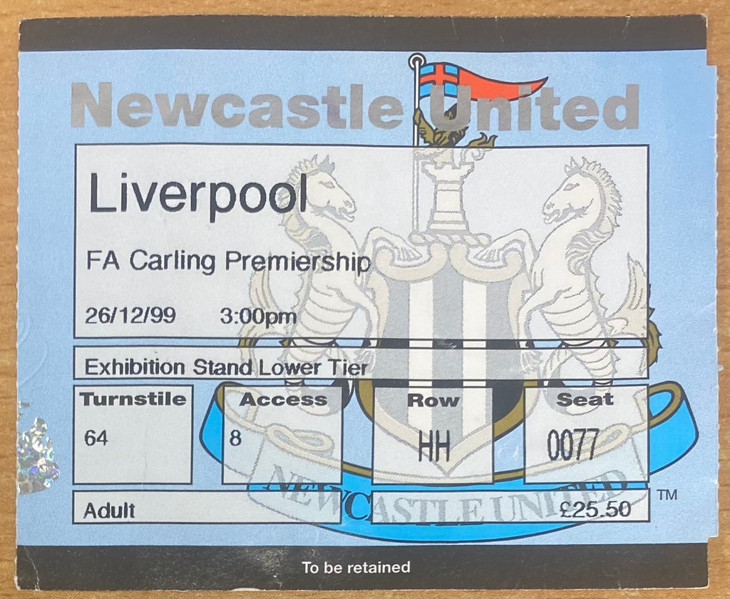 1999/00 ORIGINAL FA CARLING PREMIERSHIP TICKET NEWCASTLE UNITED V LIVERPOOL