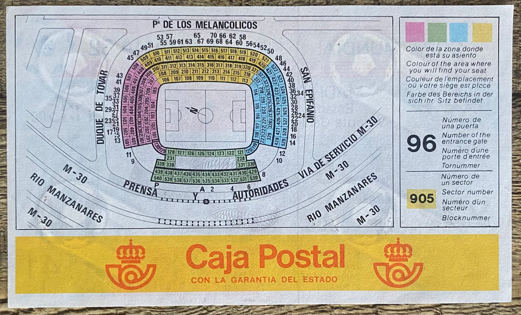 1982 ORIGINAL WORLD CUP 2ND PHASE UNUSED TICKET AUSTRIA V NORTHERN IRELAND @ MADRID