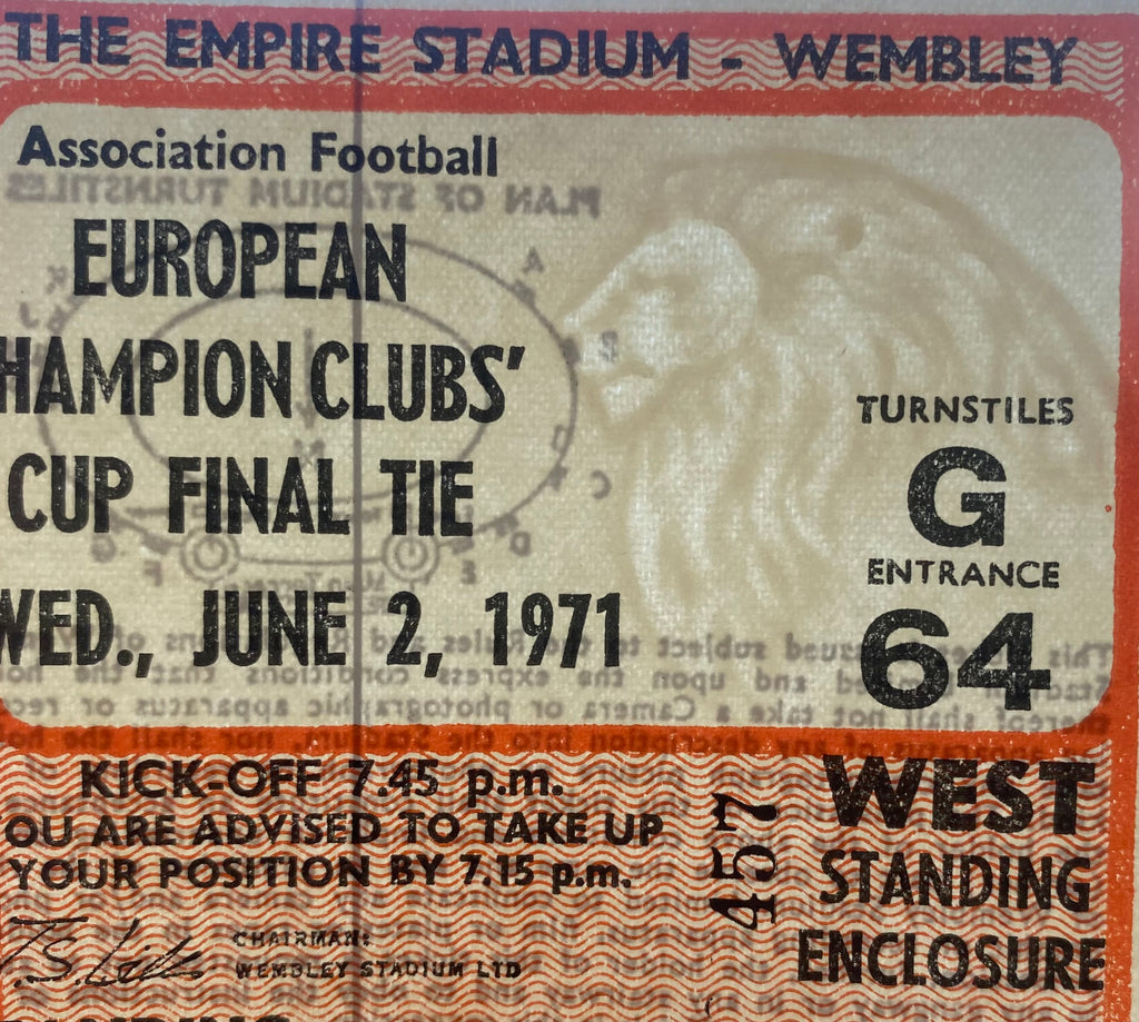 1971 ORIGINAL EUROPEAN CUP FINAL TICKET AJAX AMSTERDAM V PANATHINIAKOS @ WEMBLEY