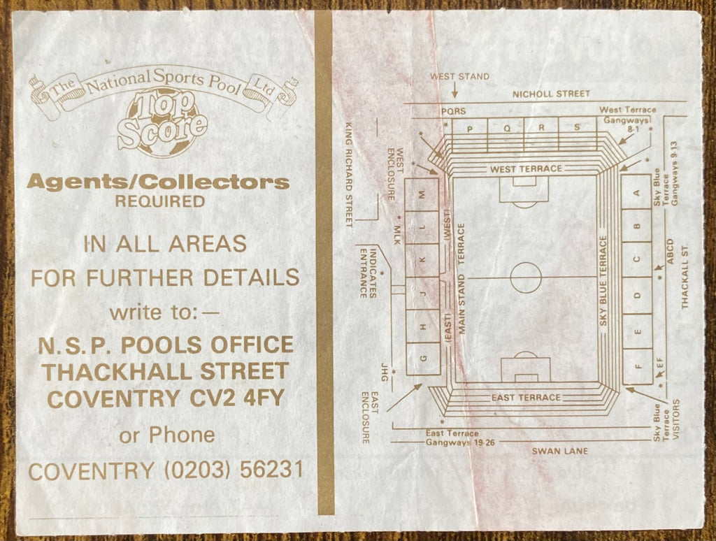 1986/87 ORIGINAL DIVISION 1 TICKET COVENTRY CITY V QUEENS PARK RANGERS