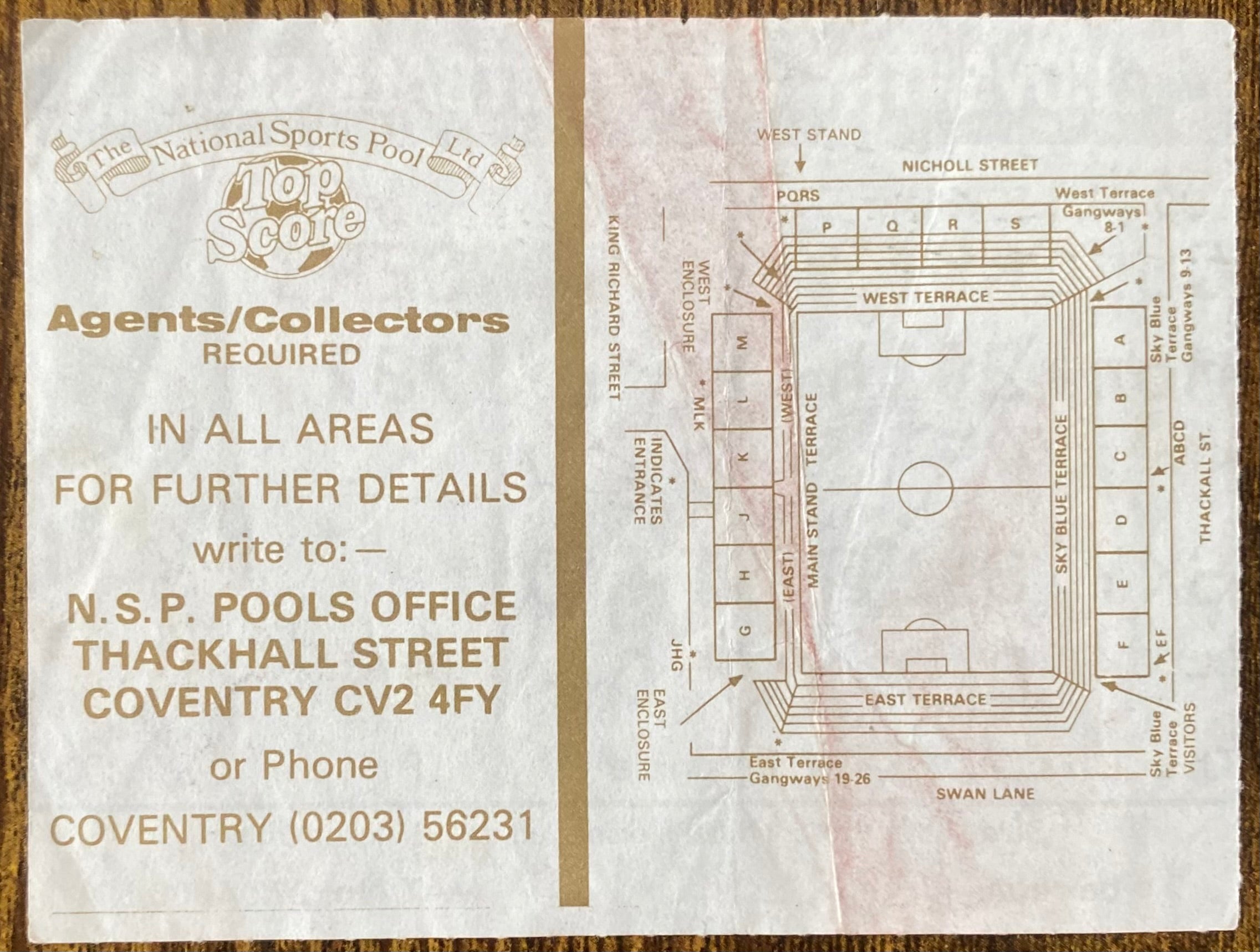 1986/87 ORIGINAL DIVISION 1 TICKET COVENTRY CITY V QUEENS PARK RANGERS