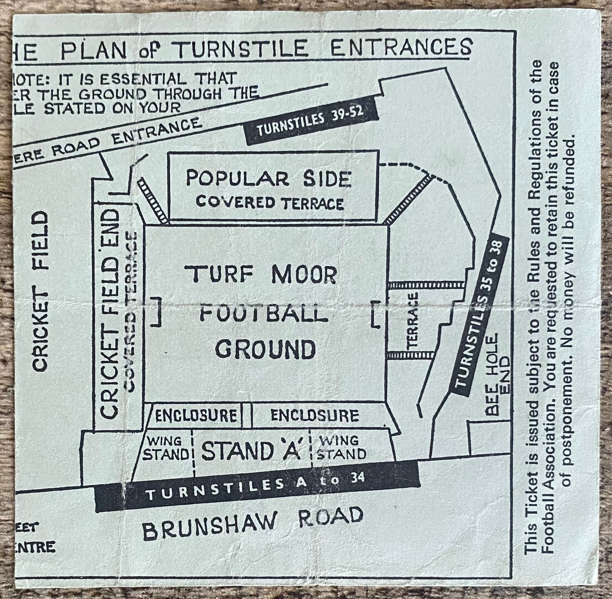 1966/67 ORIGINAL FA CUP 3RD ROUND TICKET BURNLEY V EVERTON