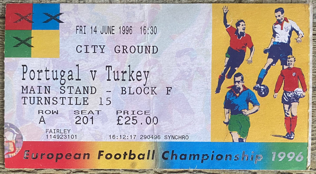1996 ORIGINAL EUROPEAN CHAMPIONSHIPS EURO 96 TICKET TURKEY V PORTUGAL @ CITY GROUND