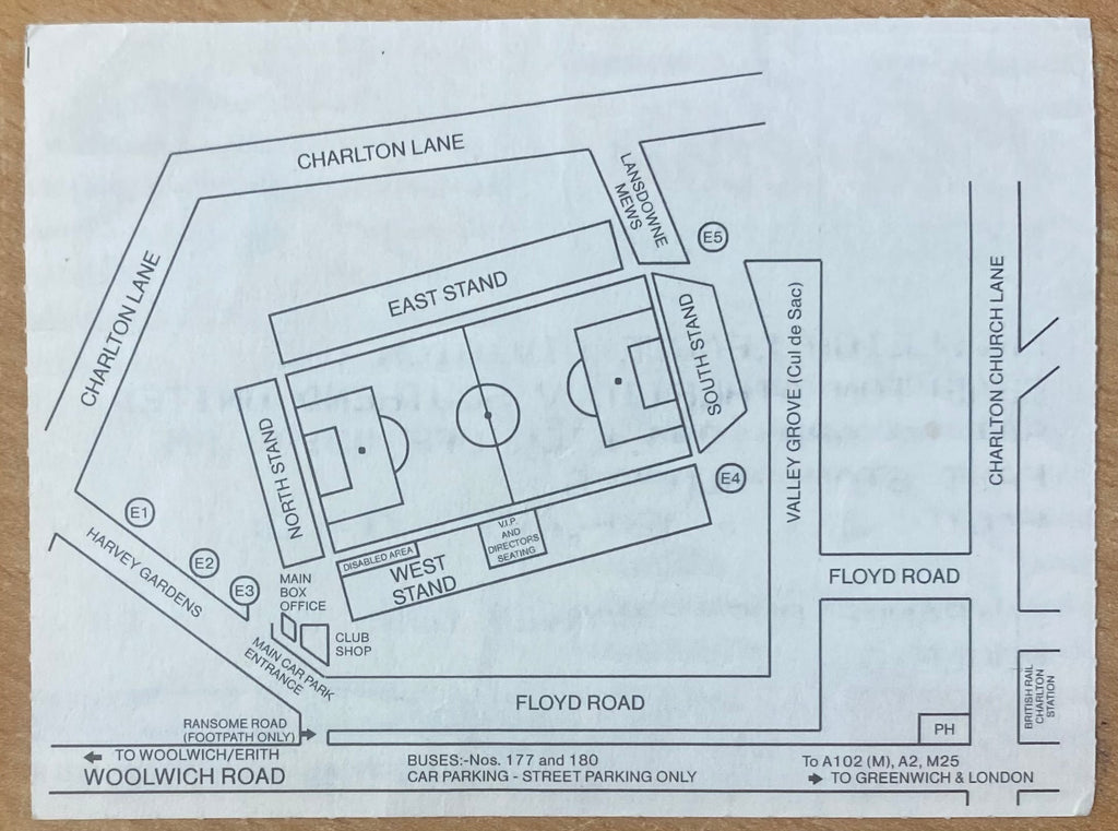1993/94 ORIGINAL DIVISION 1 TICKET CHARLTON ATHLETIC V DERBY COUNTY