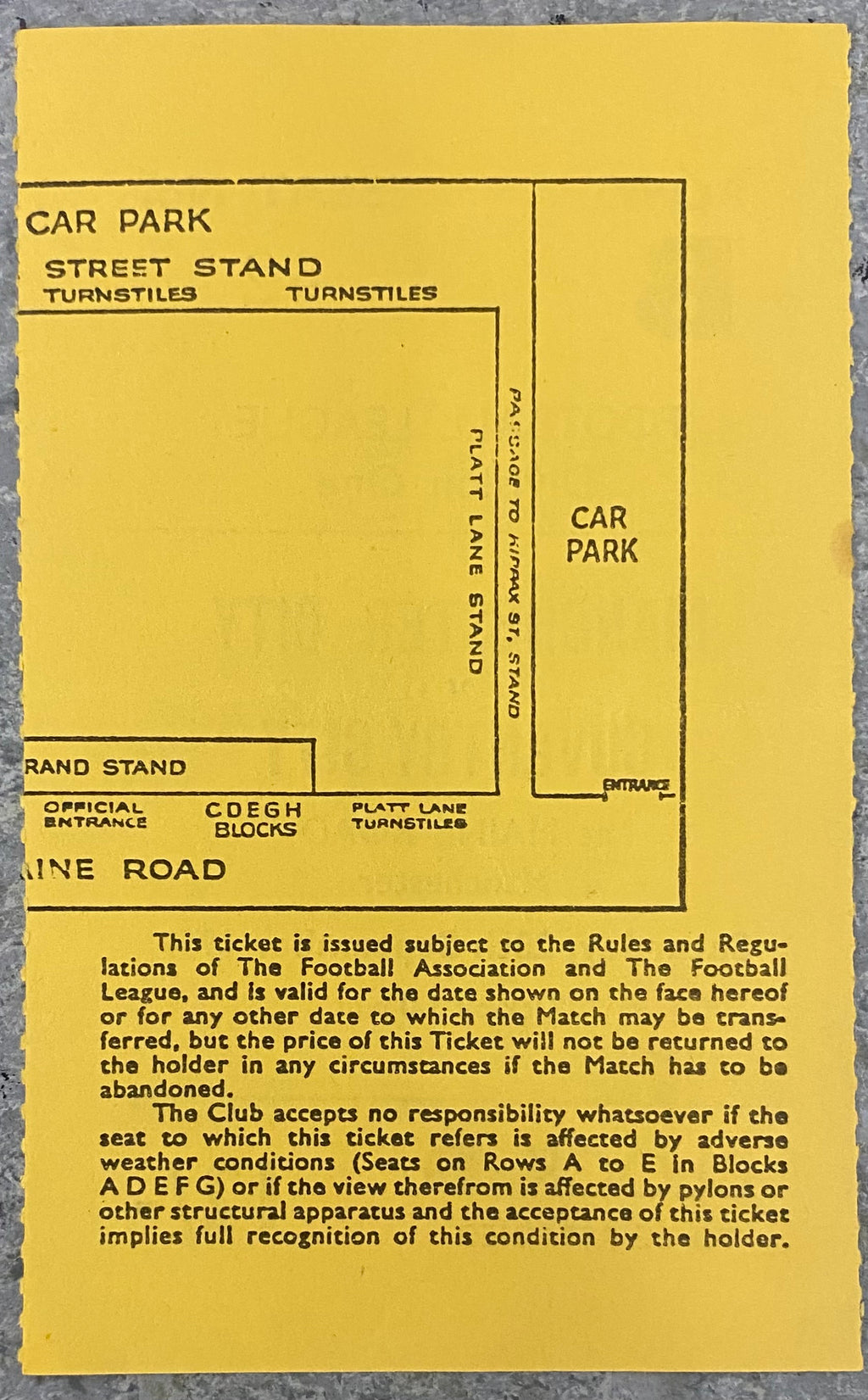1969/70 ORIGINAL DIVISION 1 TICKET MANCHESTER CITY V COVENTRY CITY