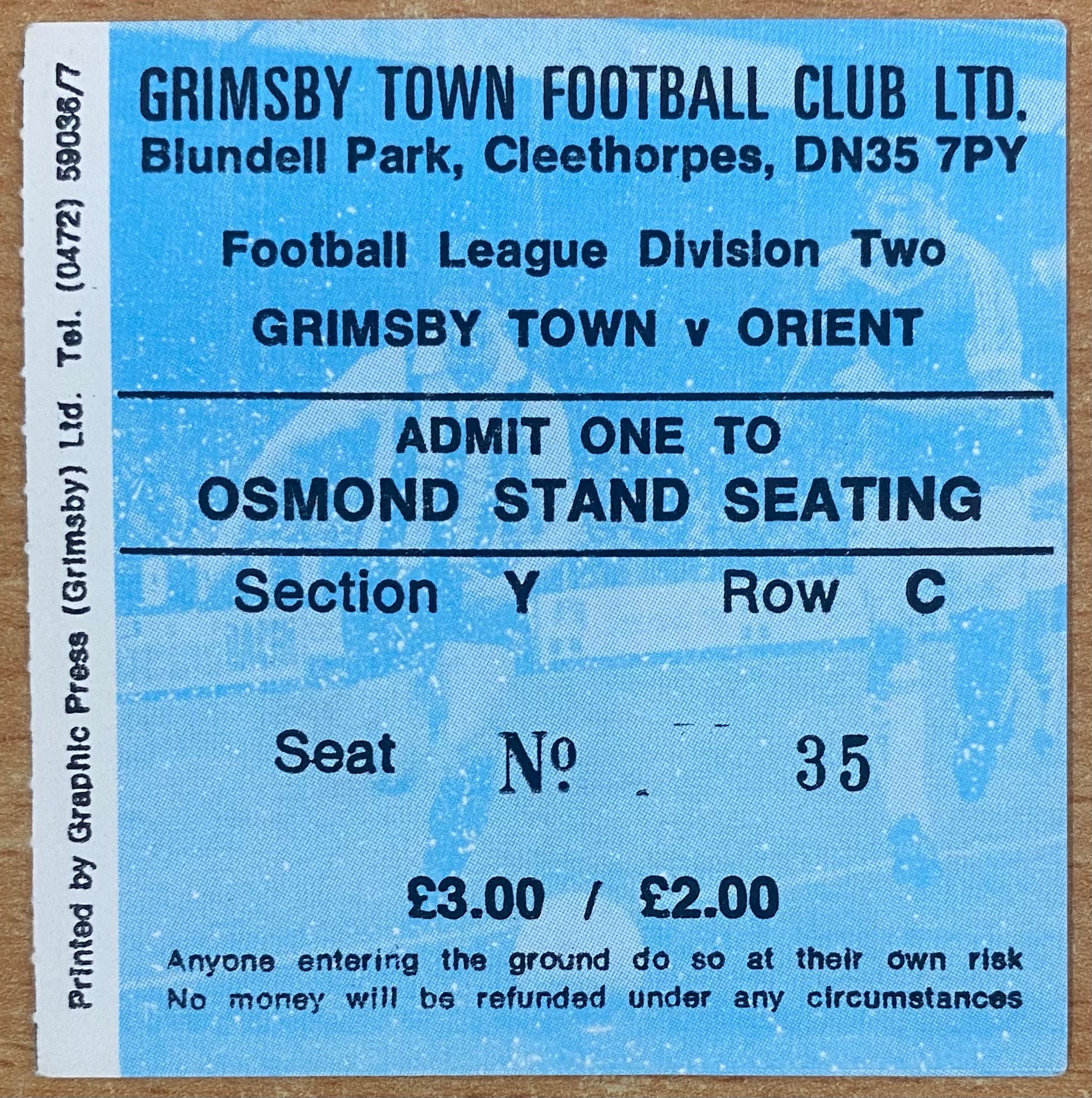 1980/81 ORIGINAL DIVISION TWO TICKET GRIMSBY TOWN V ORIENT