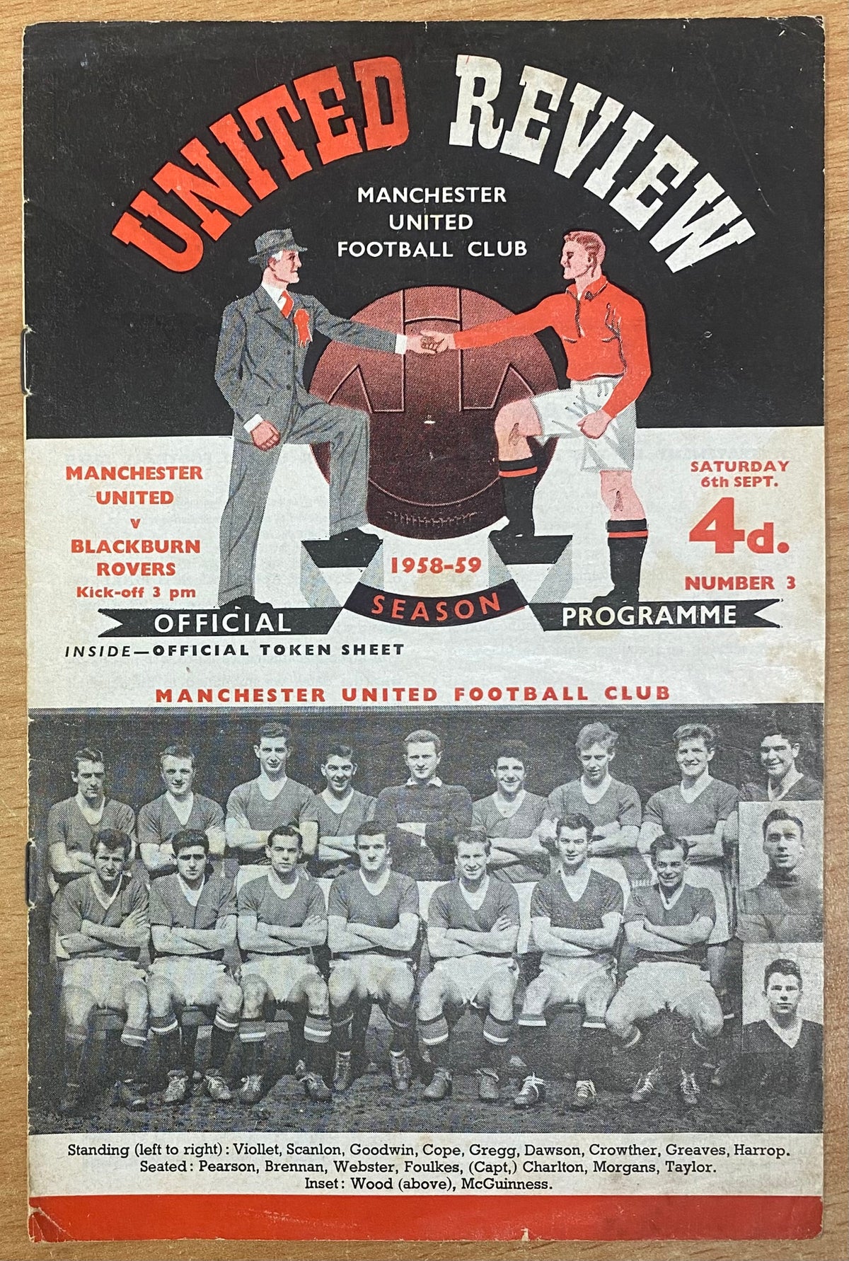 1958/59 ORIGINAL DIVISION ONE PROGRAMME MANCHESTER UNITED V BLACKBURN ROVERS