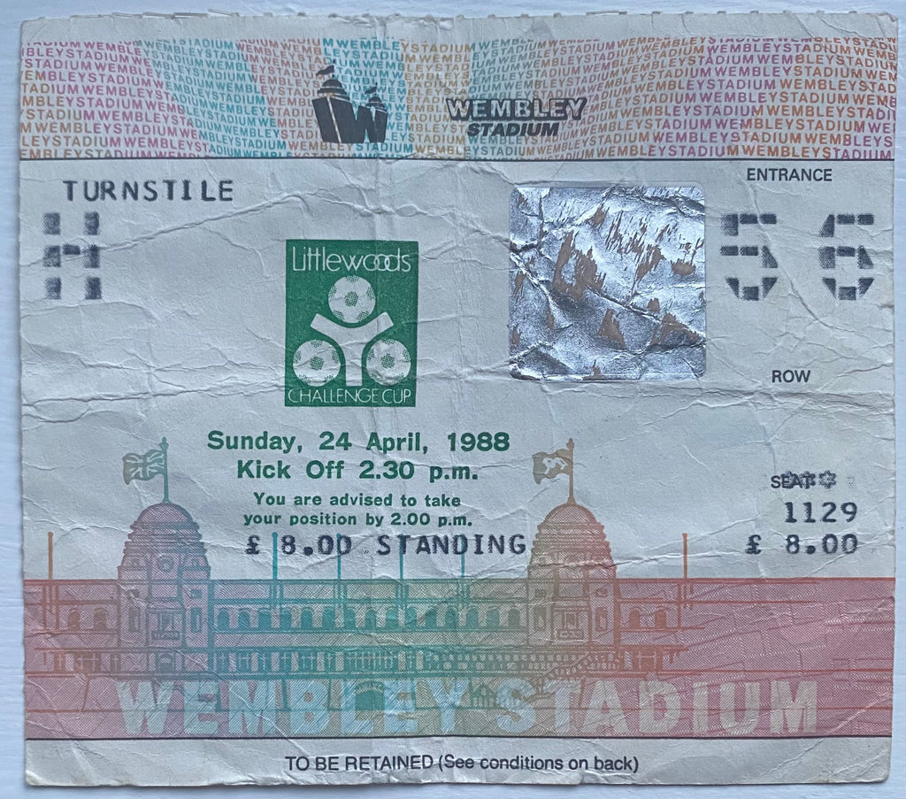 1988 ORIGINAL LITTLEWOODS CUP FINAL TICKET LUTON TOWN V ARSENAL