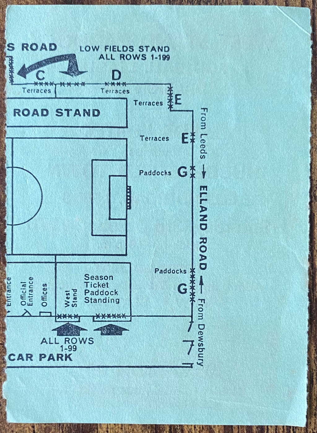 1970/71 ORIGINAL DIVISION ONE TICKET LEEDS UNITED V HUDDERSFIELD TOWN