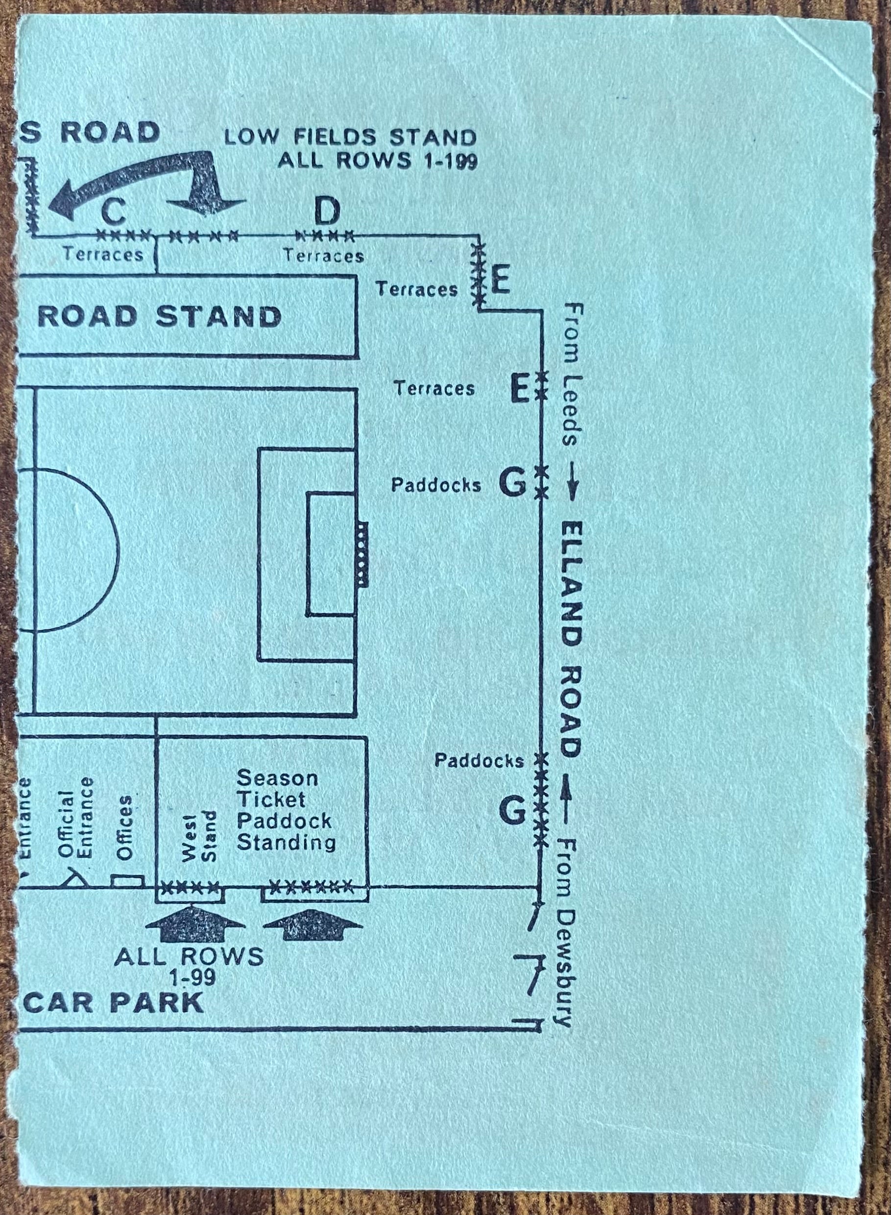 1970/71 ORIGINAL DIVISION ONE TICKET LEEDS UNITED V HUDDERSFIELD TOWN