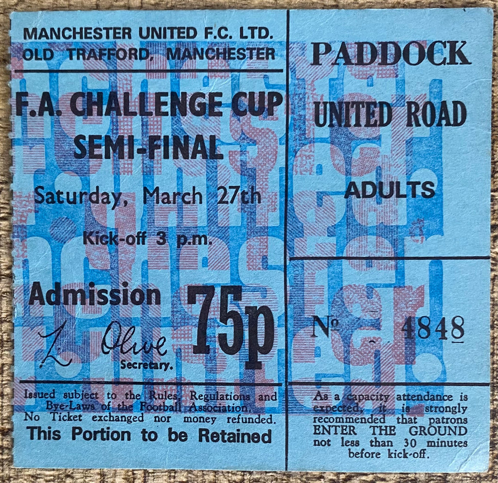1971 ORIGINAL FA CUP SEMI FINAL TICKET LIVERPOOL V EVERTON @ OLD TRAFFORD