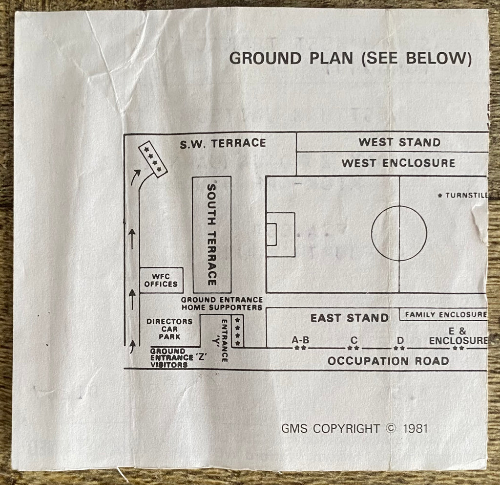 1981/82 ORIGINAL FA CUP 4TH ROUND TICKET WATFORD V WEST HAM UNITED
