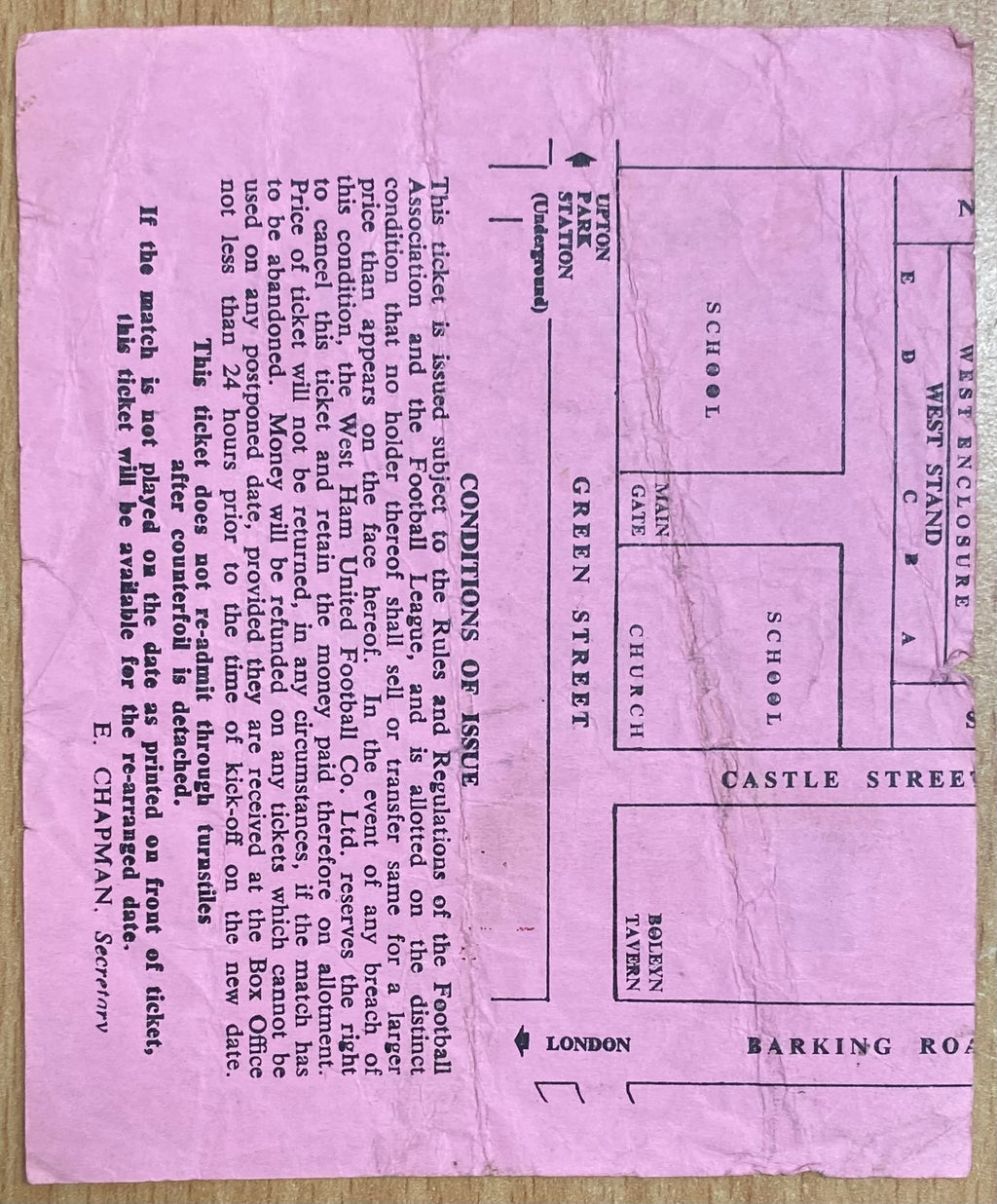 1972/73 ORIGINAL DIVISION ONE TICKET WEST HAM UNITED V STOKE CITY