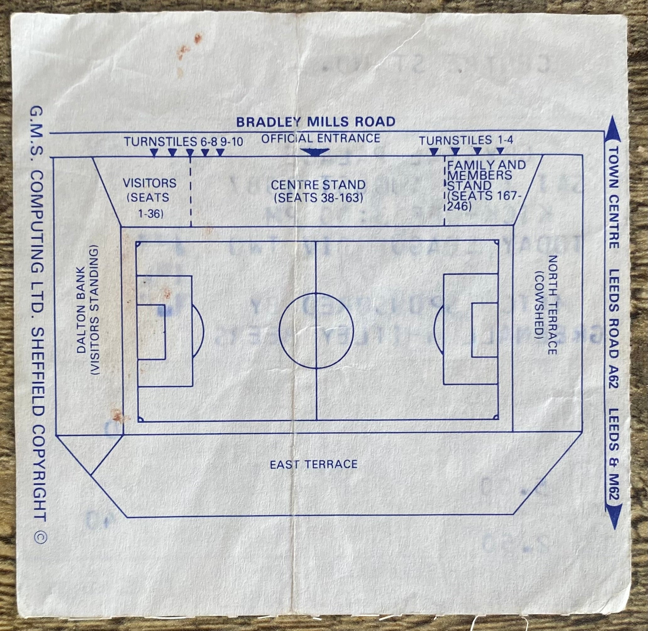1987/88 ORIGINAL DIVISION 2 TICKET HUDDERSFIELD TOWN V CRYSTAL PALACE
