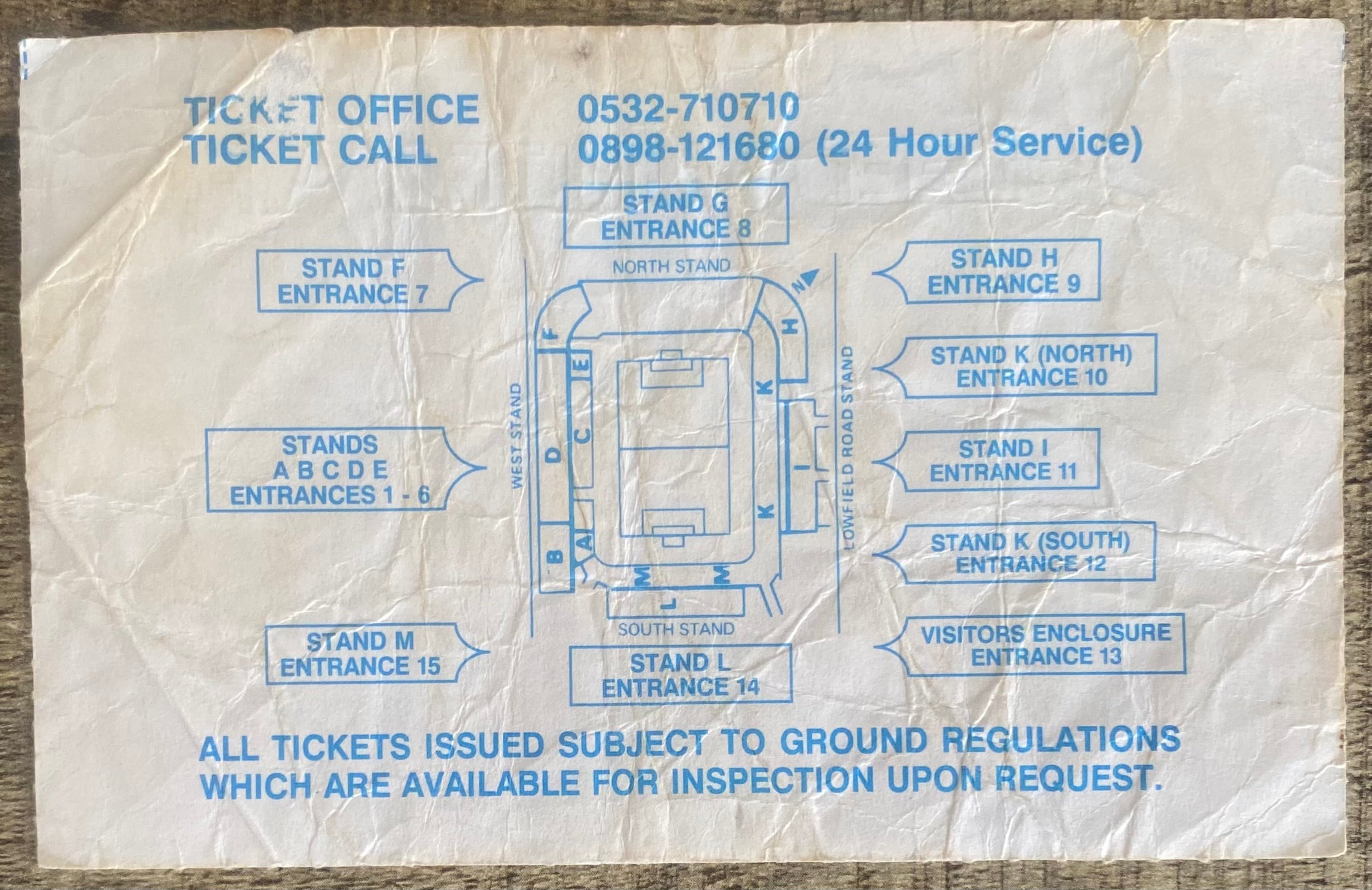1991/92 ORIGINAL DIVISION 1 TICKET LEEDS UNITED V NOTTINGHAM FOREST