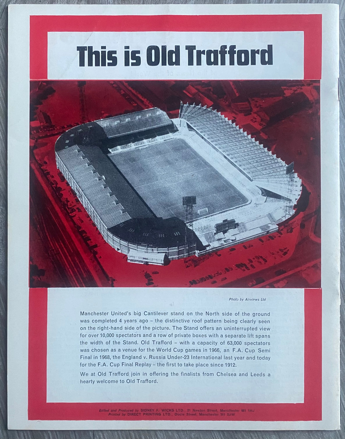 1970 ORIGINAL FA CUP FINAL REPLAY PROGRAMME CHELSEA V LEEDS UNITED @ OLD TRAFFORD
