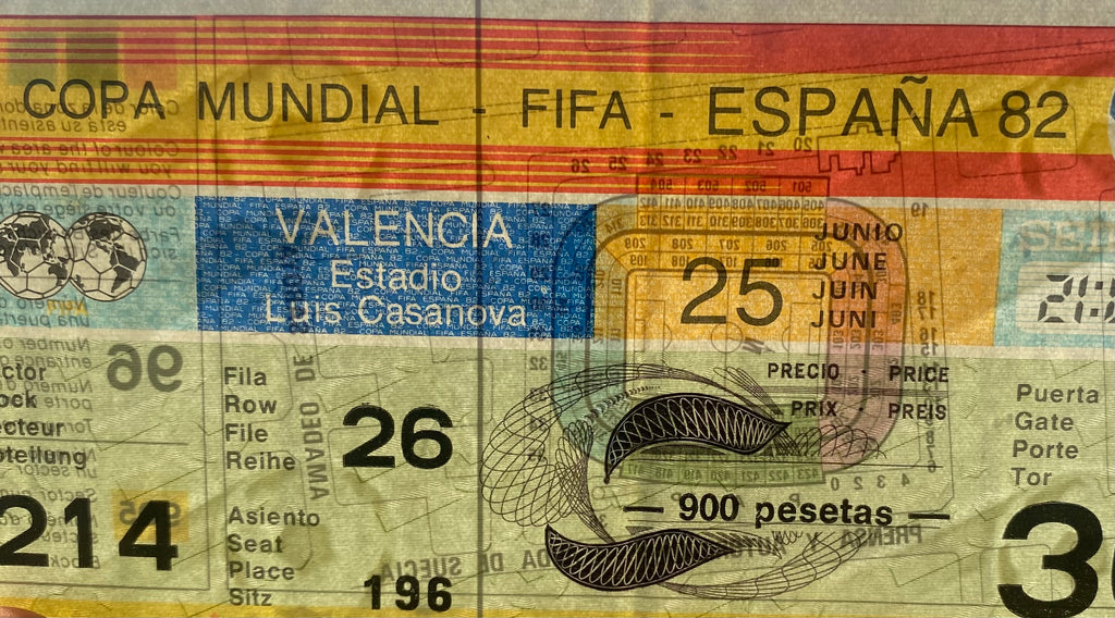 1982 ORIGINAL WORLD CUP 1ST ROUND TICKET SPAIN V NORTHERN IRELAND @ VALENCIA