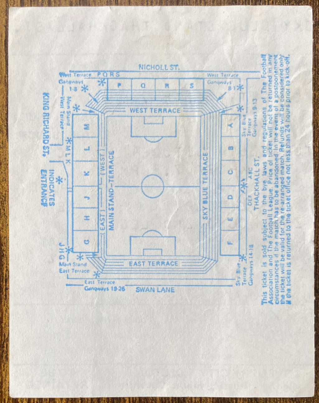 1982/83 ORIGINAL MILK CUP 2ND ROUND 2ND LEG TICKET COVENTRY CITY V FULHAM