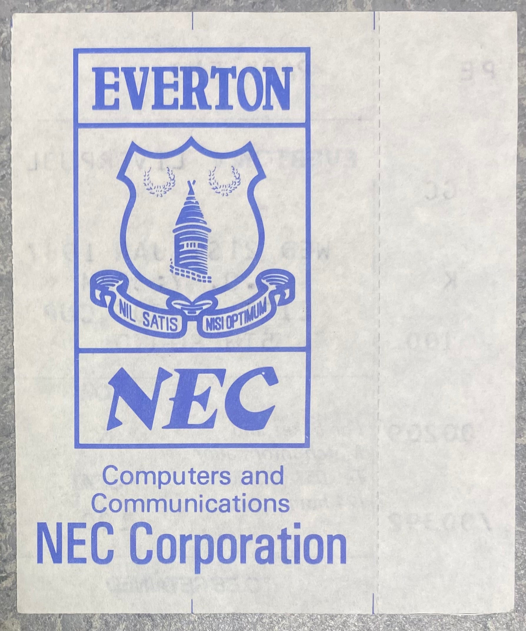 1986/87 ORIGINAL LITTLEWOODS CUP 5TH ROUND TICKET EVERTON V LIVERPOOL