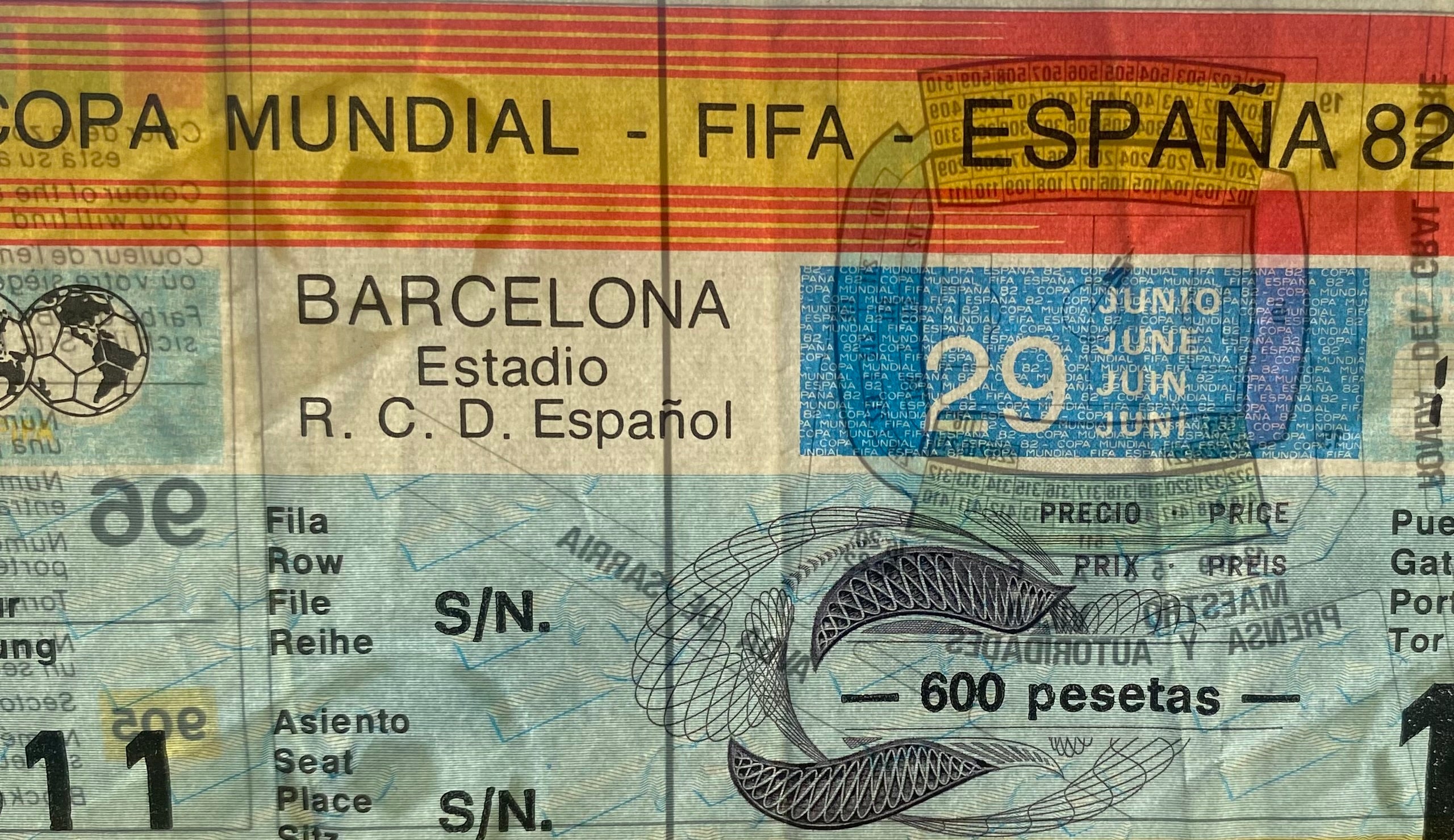 1982 ORIGINAL WORLD CUP 2ND PHASE TICKET ARGENTINA V ITALY @ BARCELONA