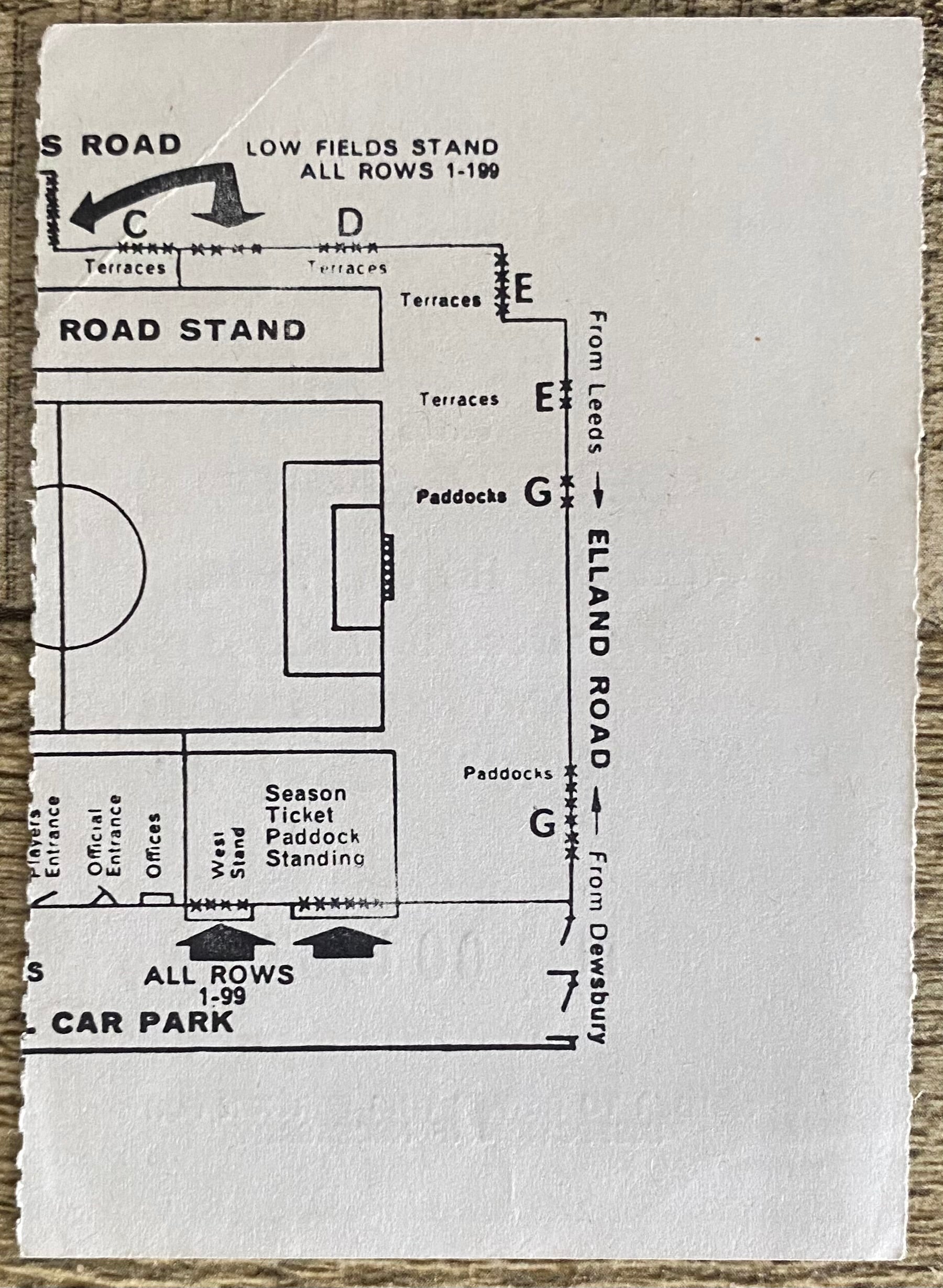 1971/72 ORIGINAL DIVISION ONE TICKET LEEDS UNITED V DERBY COUNTY