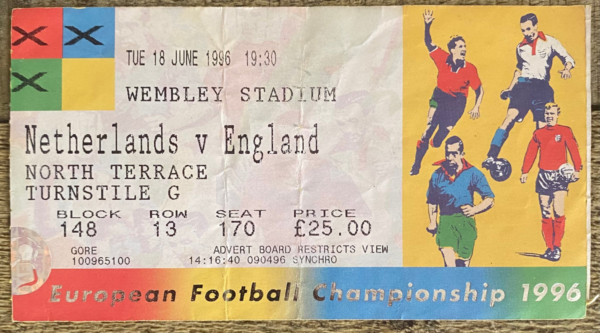 1996 ORIGINAL EUROPEAN CHAMPIONSHIPS EURO 96 TICKET ENGLAND V NETHERLANDS @ WEMBLEY