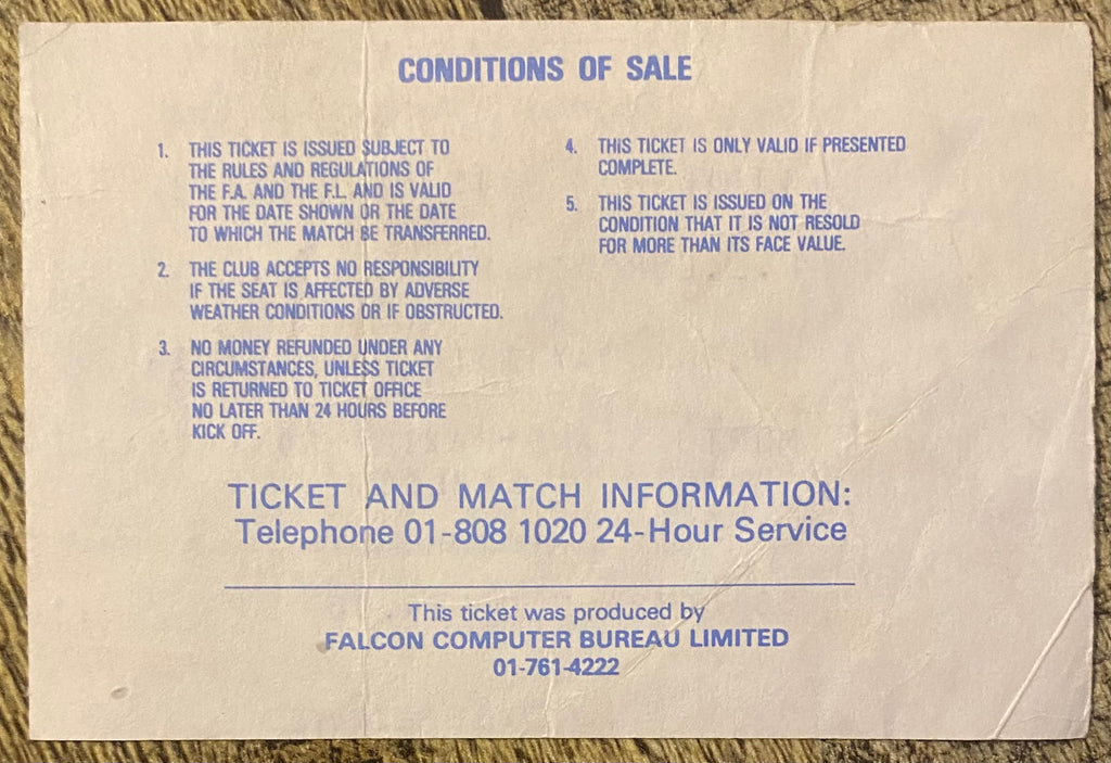 1981/82 ORIGINAL LEAGUE CUP 5TH ROUND TICKET TOTTENHAM HOTSPUR V NOTTINGHAM FOREST