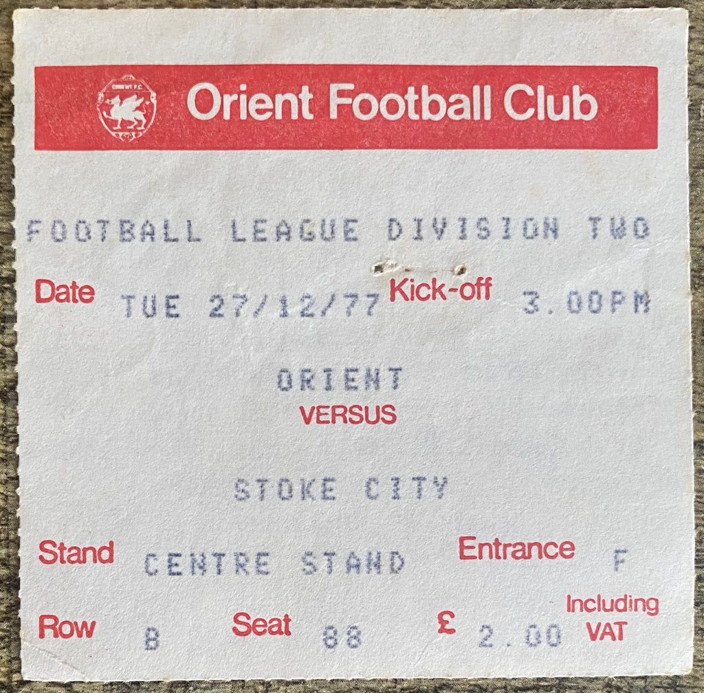 1977/78 ORIGINAL DIVISION 2 TICKET ORIENT V STOKE CITY