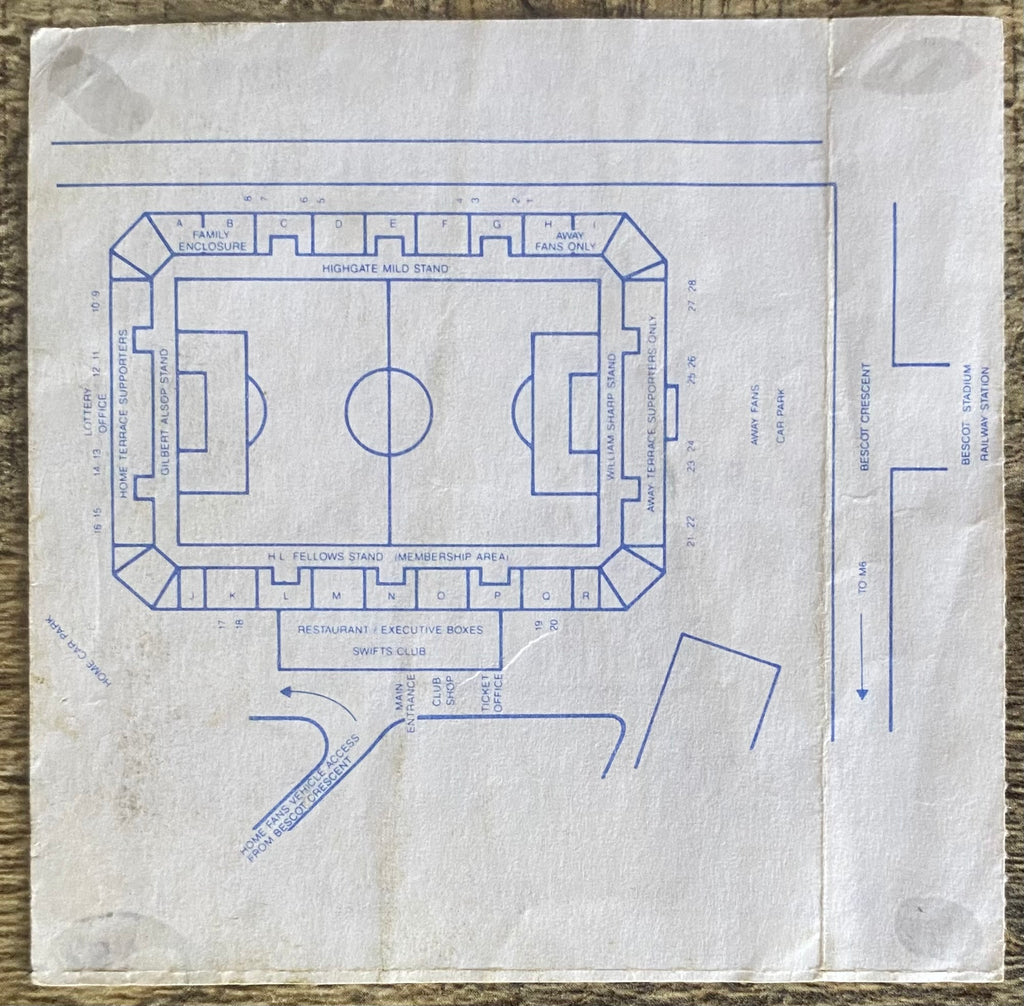1990/91 ORIGINAL BESCOT STADIUM OPENING TICKET WALSALL V ASTON VILLA