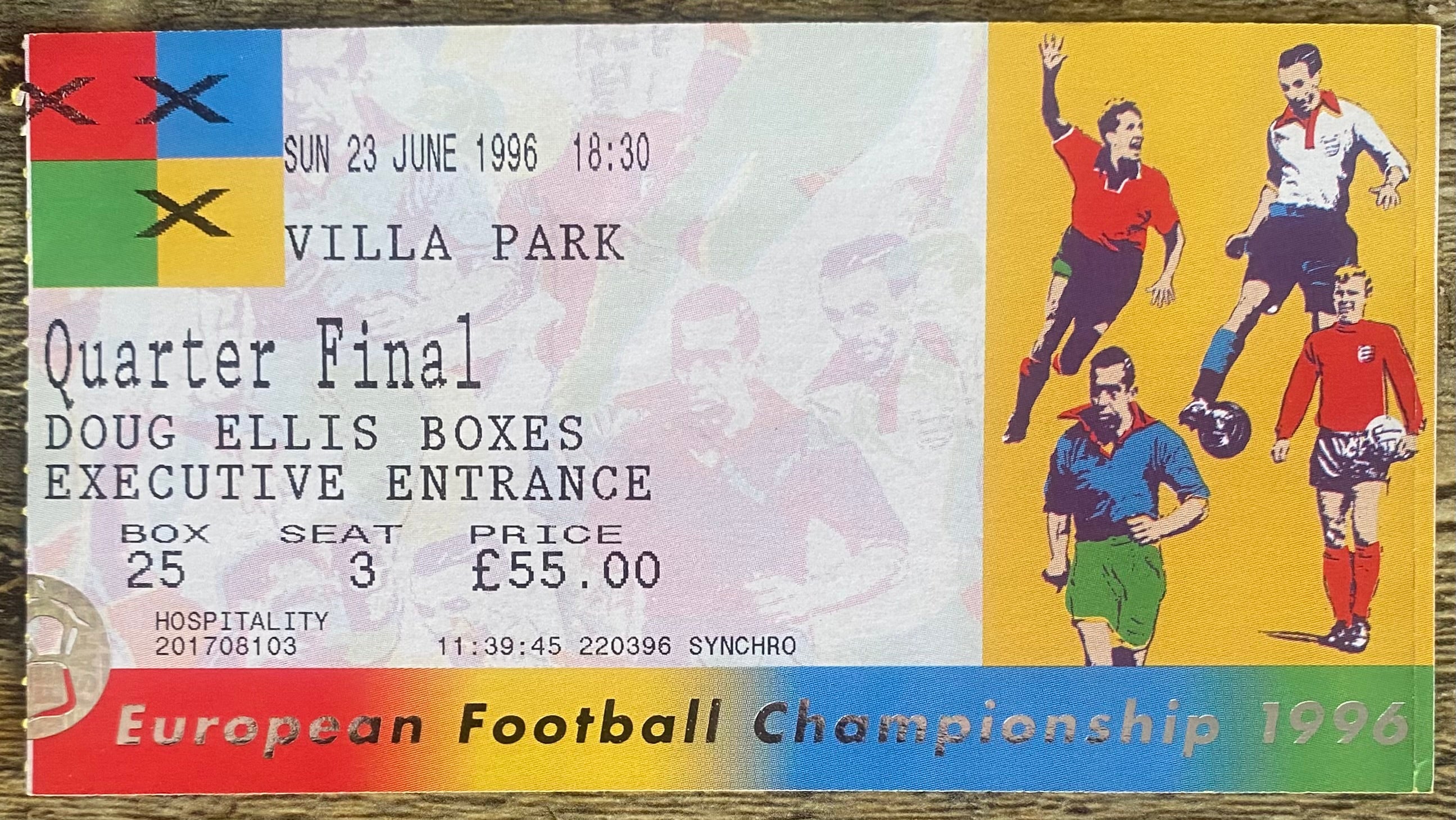 1996 ORIGINAL EUROPEAN CHAMPIONSHIPS EURO 96 QUARTER FINAL TICKET CZECH REPUBLIC V PORTUGAL @ VILLA PARK