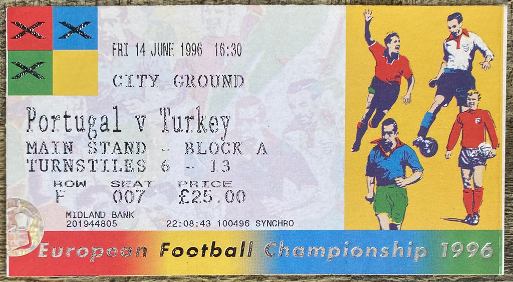 1996 ORIGINAL EUROPEAN CHAMPIONSHIPS EURO 96 TICKET TURKEY V PORTUGAL @ CITY GROUND
