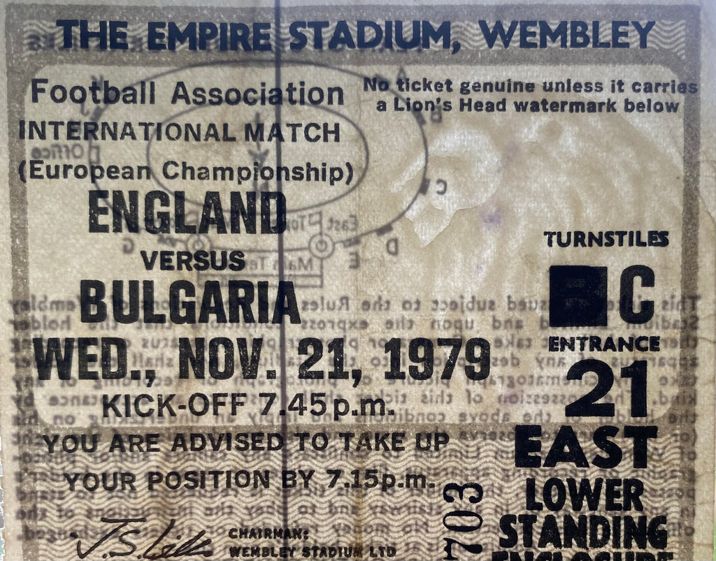 1979 ORIGINAL EUROPEAN CHAMPIONSHIPS QUALIFYING TICKET ENGLAND V BULGARIA