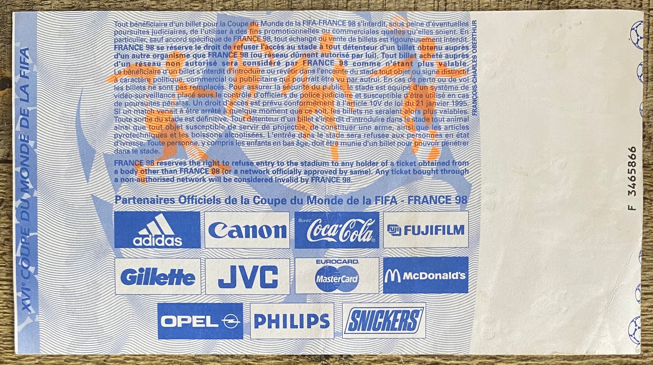 1998 ORIGINAL WORLD CUP 1ST ROUND TICKET SCOTLAND V MOROCCO @ ST ETIENNE