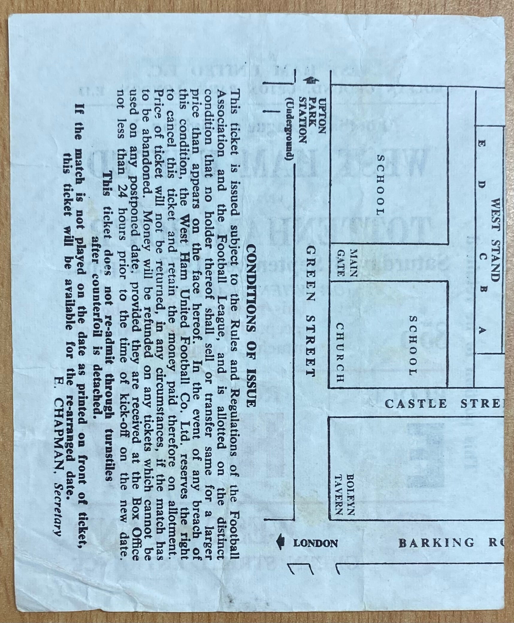 1973/74 ORIGINAL DIVISION ONE TICKET WEST HAM UNITED V TOTTENHAM HOTSPUR