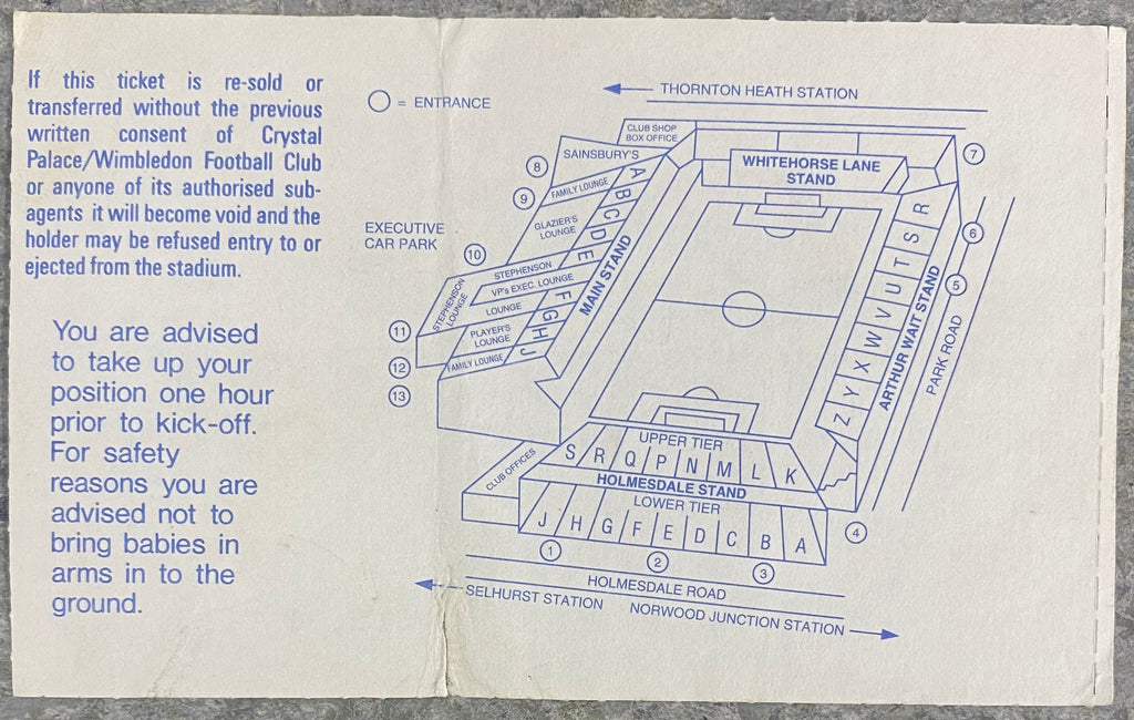 1995/96 ORIGINAL FA PREMIERSHIP TICKET WIMBLEDON V NEWCASTLE UNITED