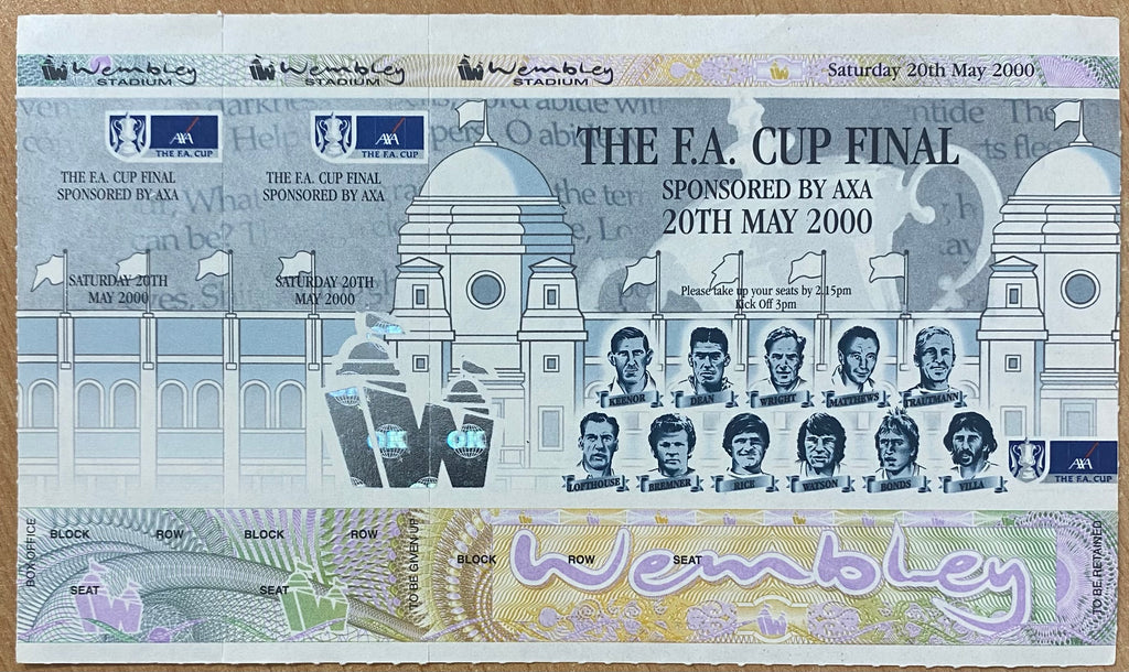 2000 ORIGINAL UNUISSUED FA CUP FINAL TICKET ASTON VILLA V CHELSEA