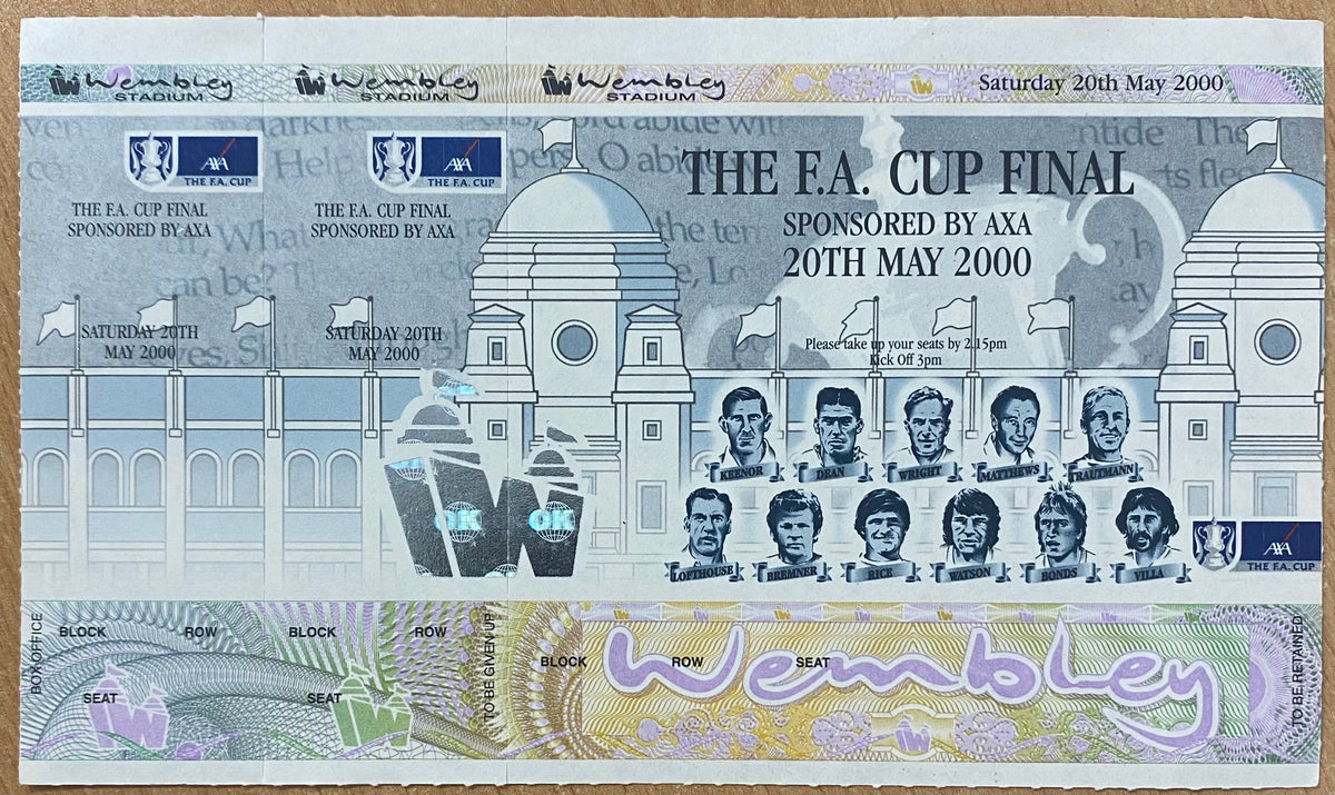 2000 ORIGINAL UNUISSUED FA CUP FINAL TICKET ASTON VILLA V CHELSEA