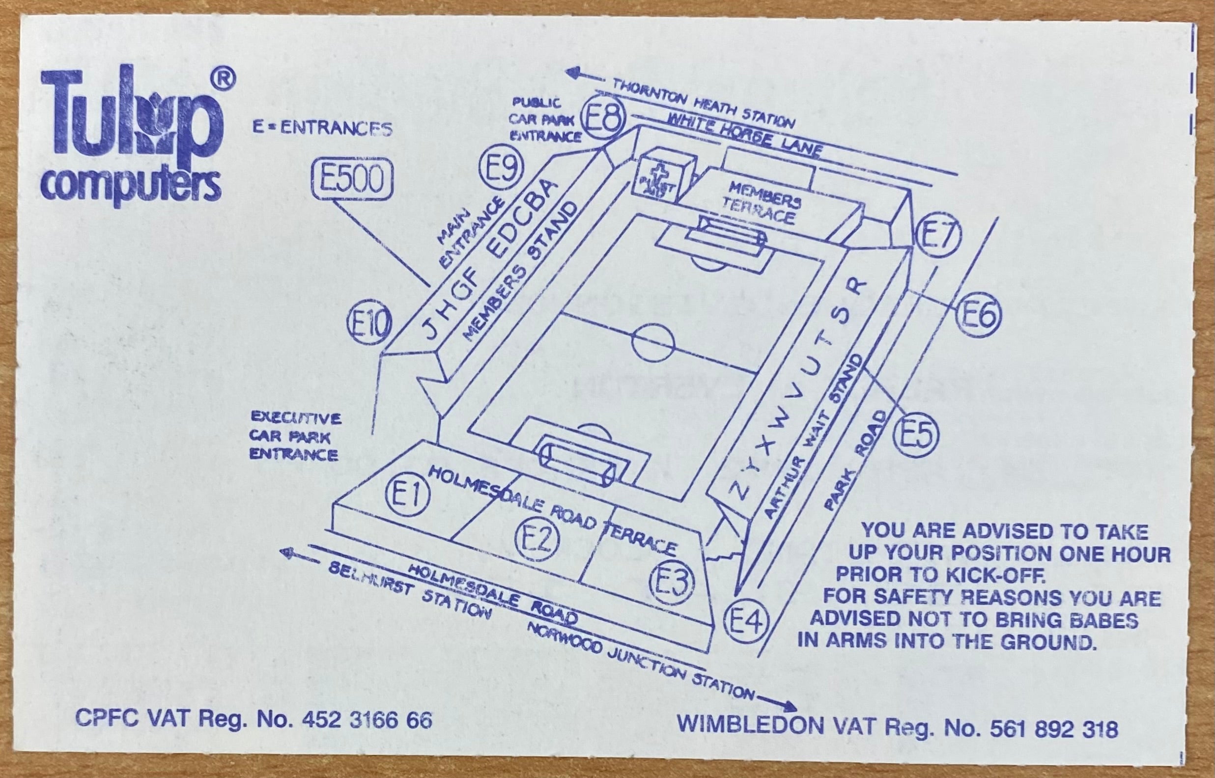 1991/92 ORIGINAL DIVISION 1 TICKET CRYSTAL PALACE V EVERTON